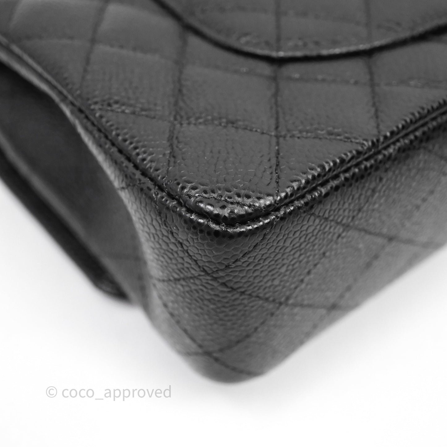 Chanel Classic M/L Medium Flap Quilted Black Caviar Silver Hardware