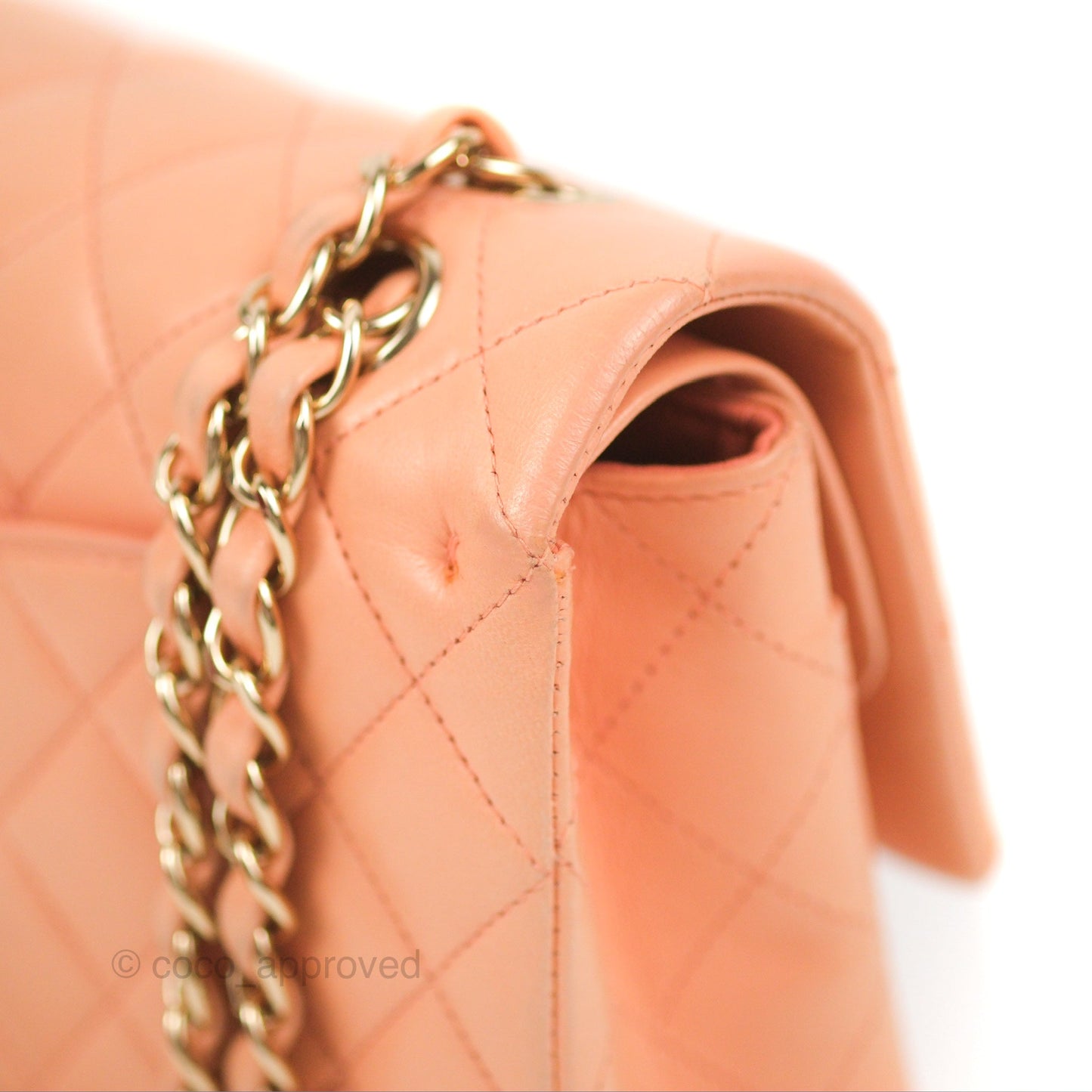 Chanel Classic M/L Medium Flap Quilted Orange Claire Lambskin Gold Hardware