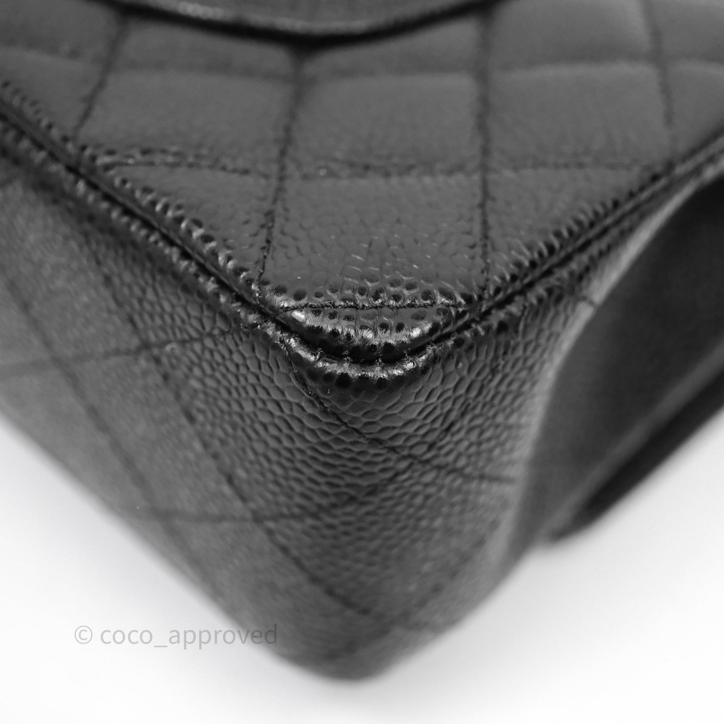 Chanel Classic M/L Medium Flap Quilted Black Caviar Silver Hardware