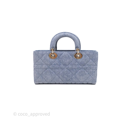 Christian Dior Medium Lady D-Joy Bag Denim Cannage Gold Hardware