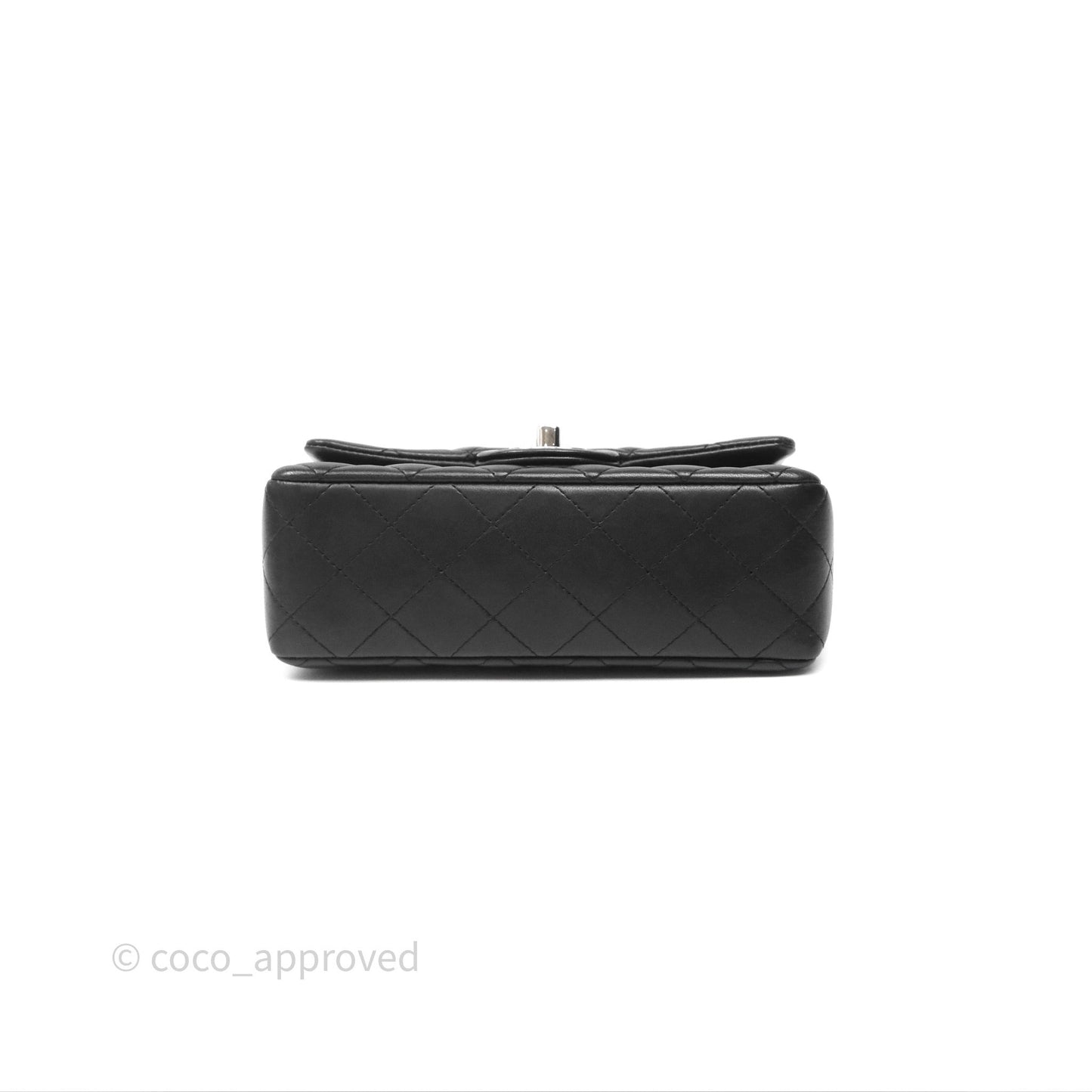Chanel Quilted Mini Rectangular Flap Black Lambskin Silver Hardware