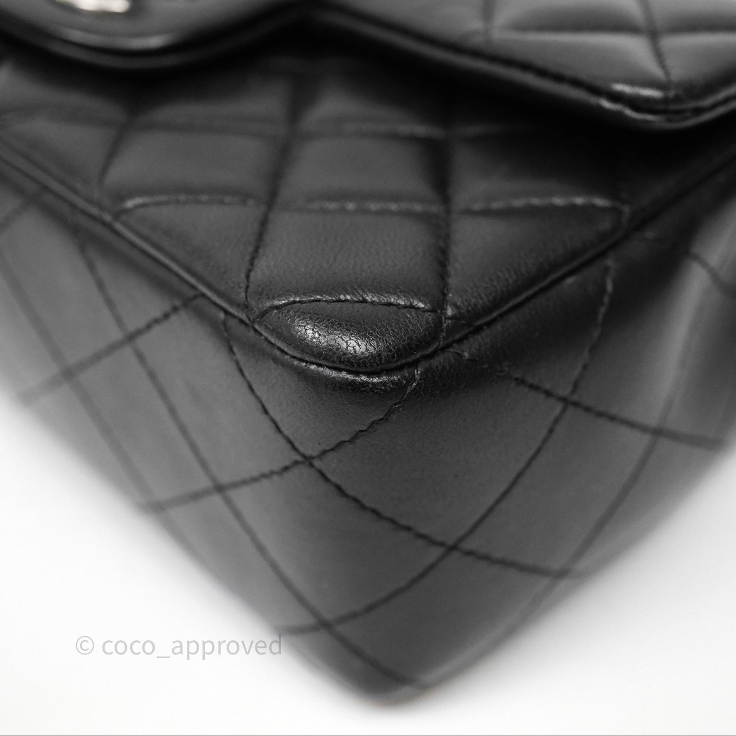 Chanel Quilted Mini Rectangular Flap Black Lambskin Silver Hardware