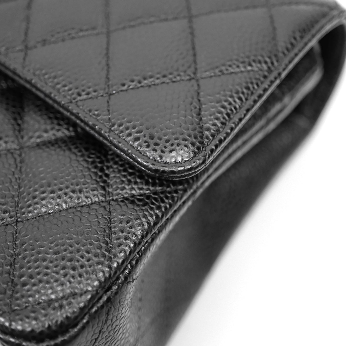 Chanel Classic M/L Medium Flap Quilted Black Caviar Silver Hardware