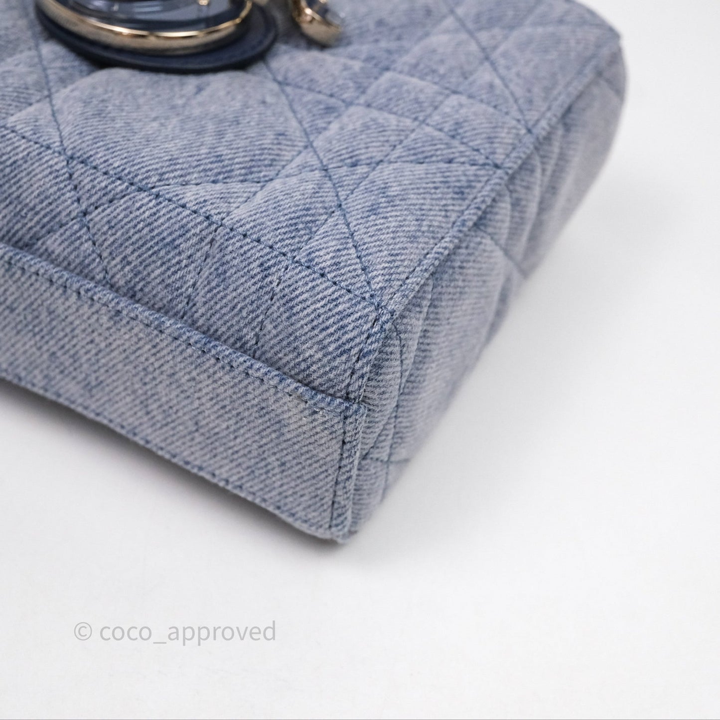 Christian Dior Medium Lady D-Joy Bag Denim Cannage Gold Hardware