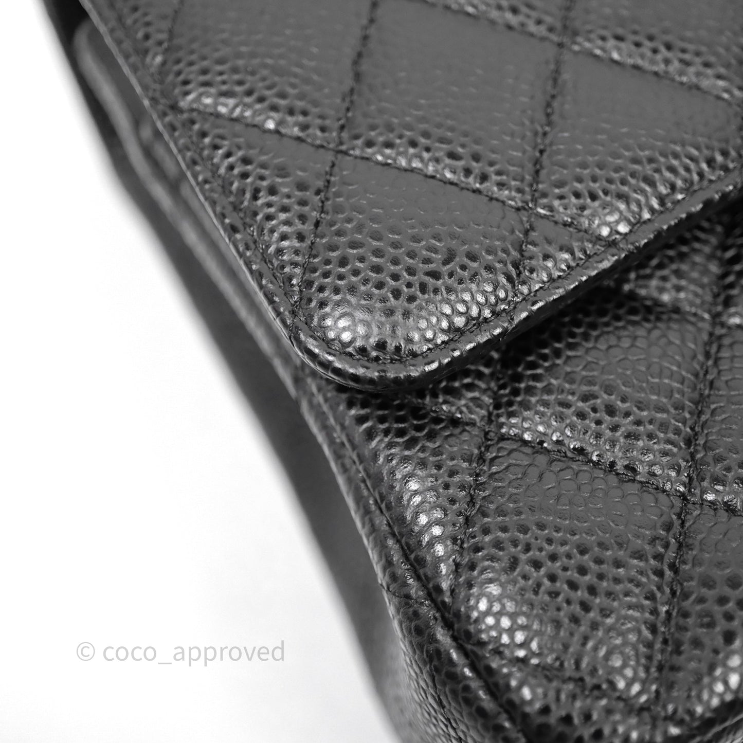 Chanel Classic M/L Medium Flap Quilted Black Caviar Silver Hardware