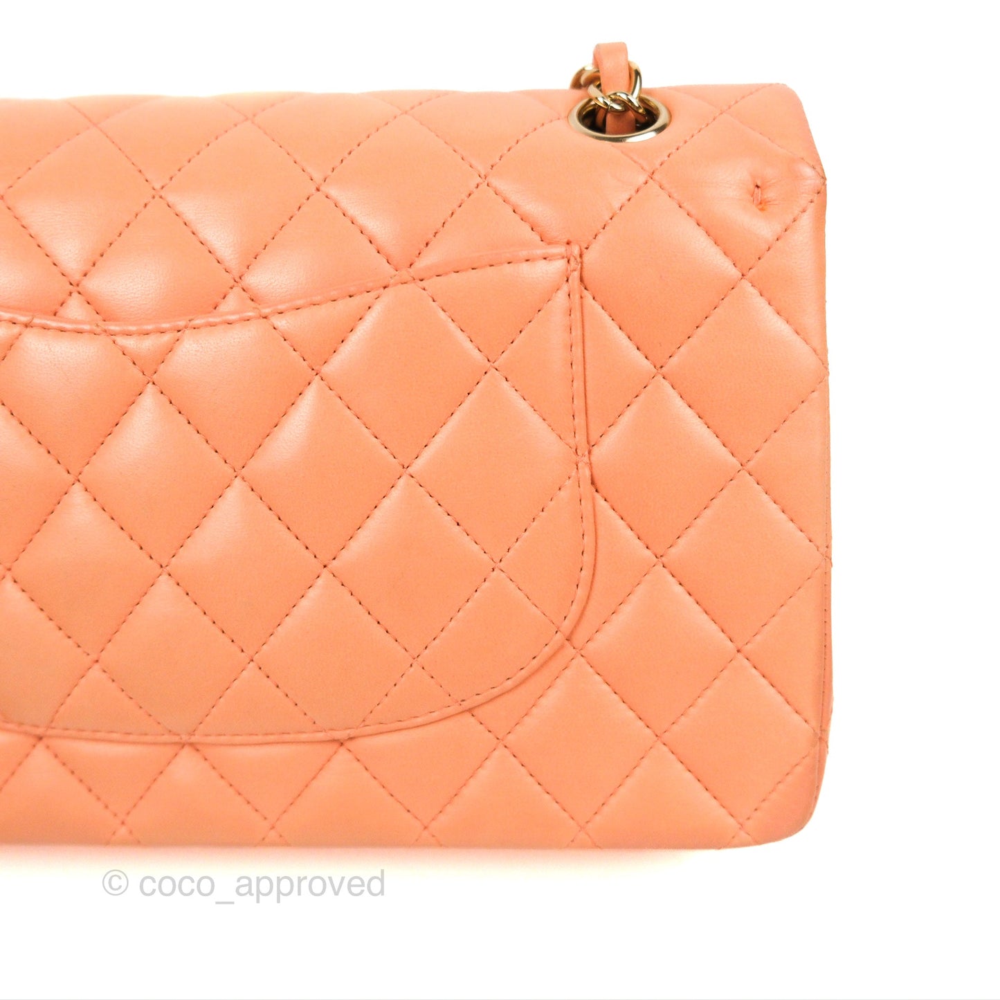 Chanel Classic M/L Medium Flap Quilted Orange Claire Lambskin Gold Hardware