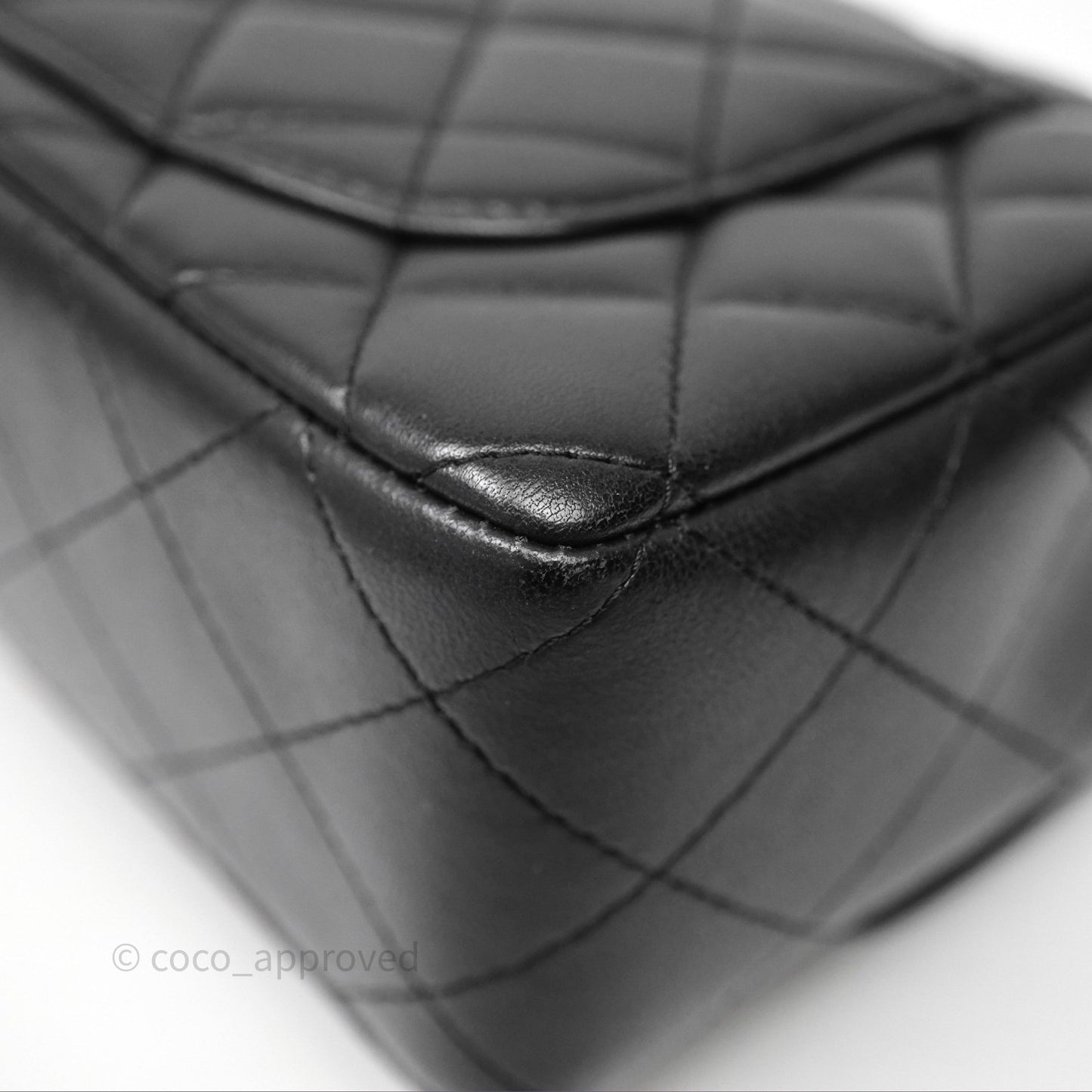 Chanel Quilted Mini Rectangular Flap Black Lambskin Silver Hardware