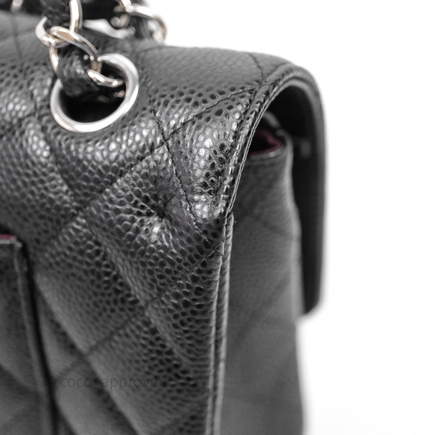 Chanel Classic M/L Medium Flap Quilted Black Caviar Silver Hardware