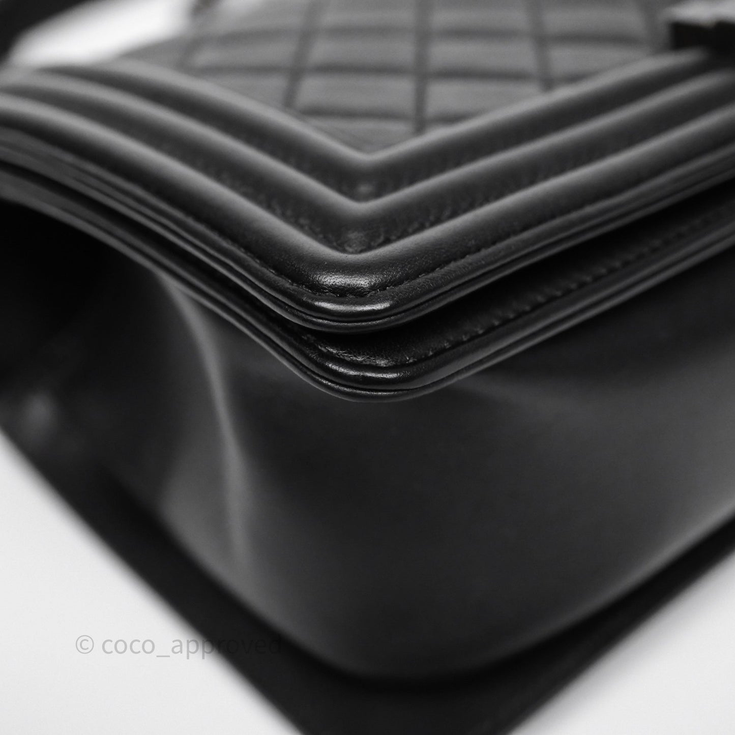 Chanel Quilted Medium Boy Black Calfskin Ruthenium Hardware
