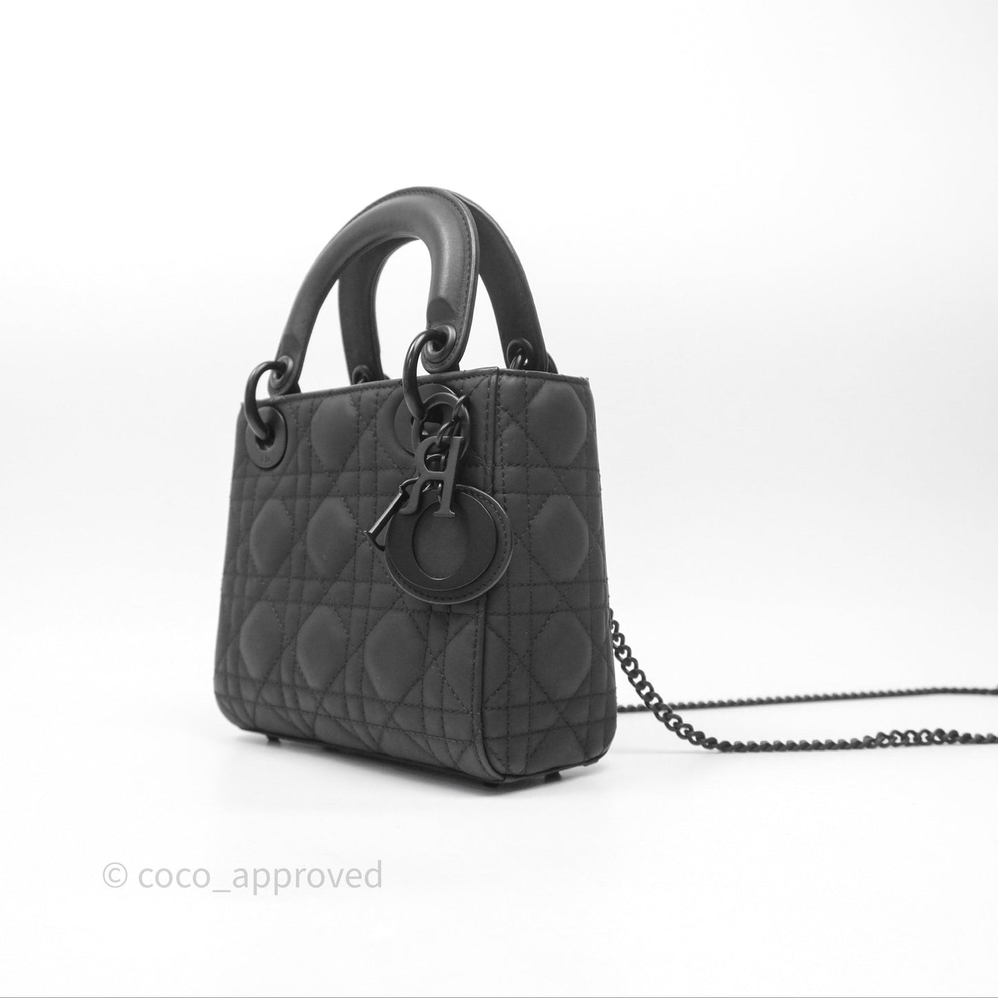 Christian Dior Mini Lady Dior Ultra Matte Black Cannage Calfskin