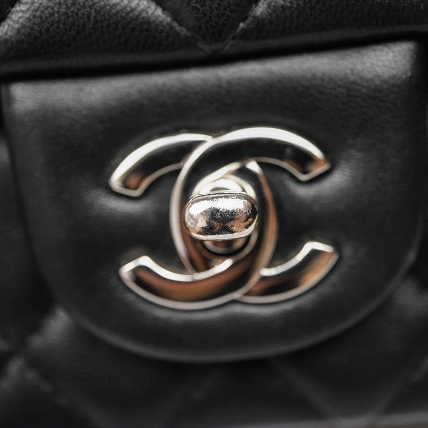 Chanel Quilted Mini Rectangular Flap Black Lambskin Silver Hardware