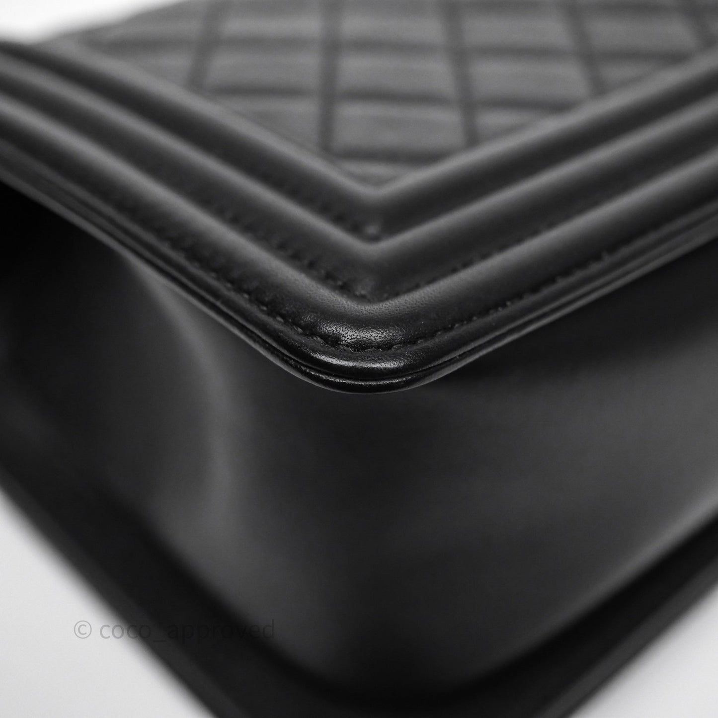 Chanel Quilted Medium Boy Black Calfskin Ruthenium Hardware