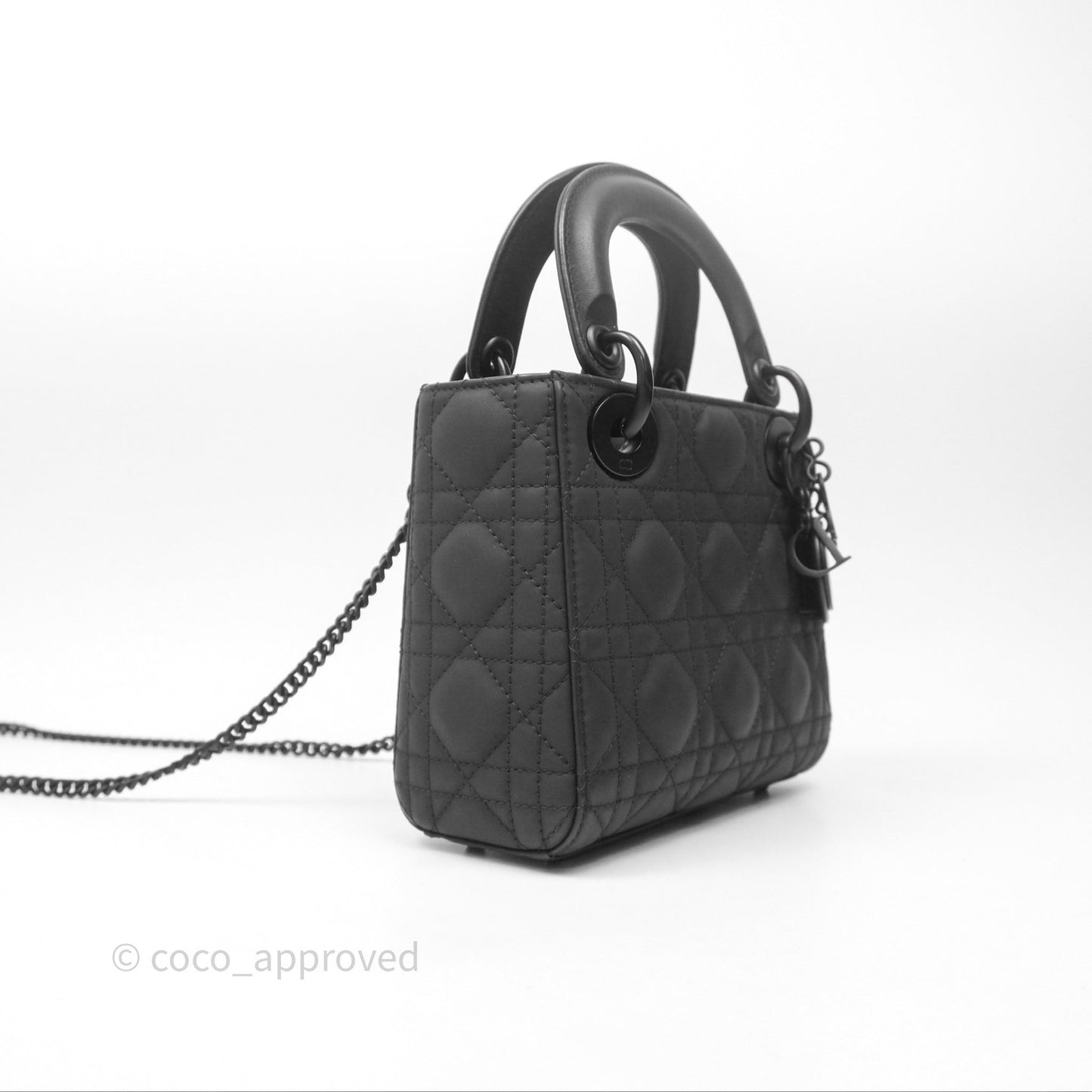 Christian Dior Mini Lady Dior Ultra Matte Black Cannage Calfskin