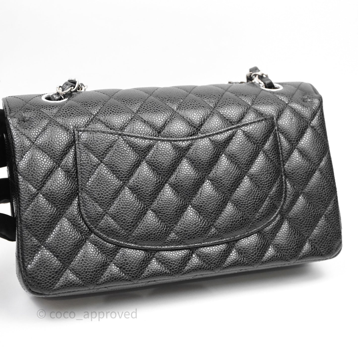Chanel Classic M/L Medium Flap Quilted Black Caviar Silver Hardware