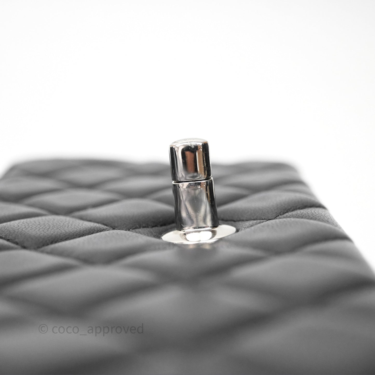 Chanel Quilted Mini Rectangular Flap Black Lambskin Silver Hardware