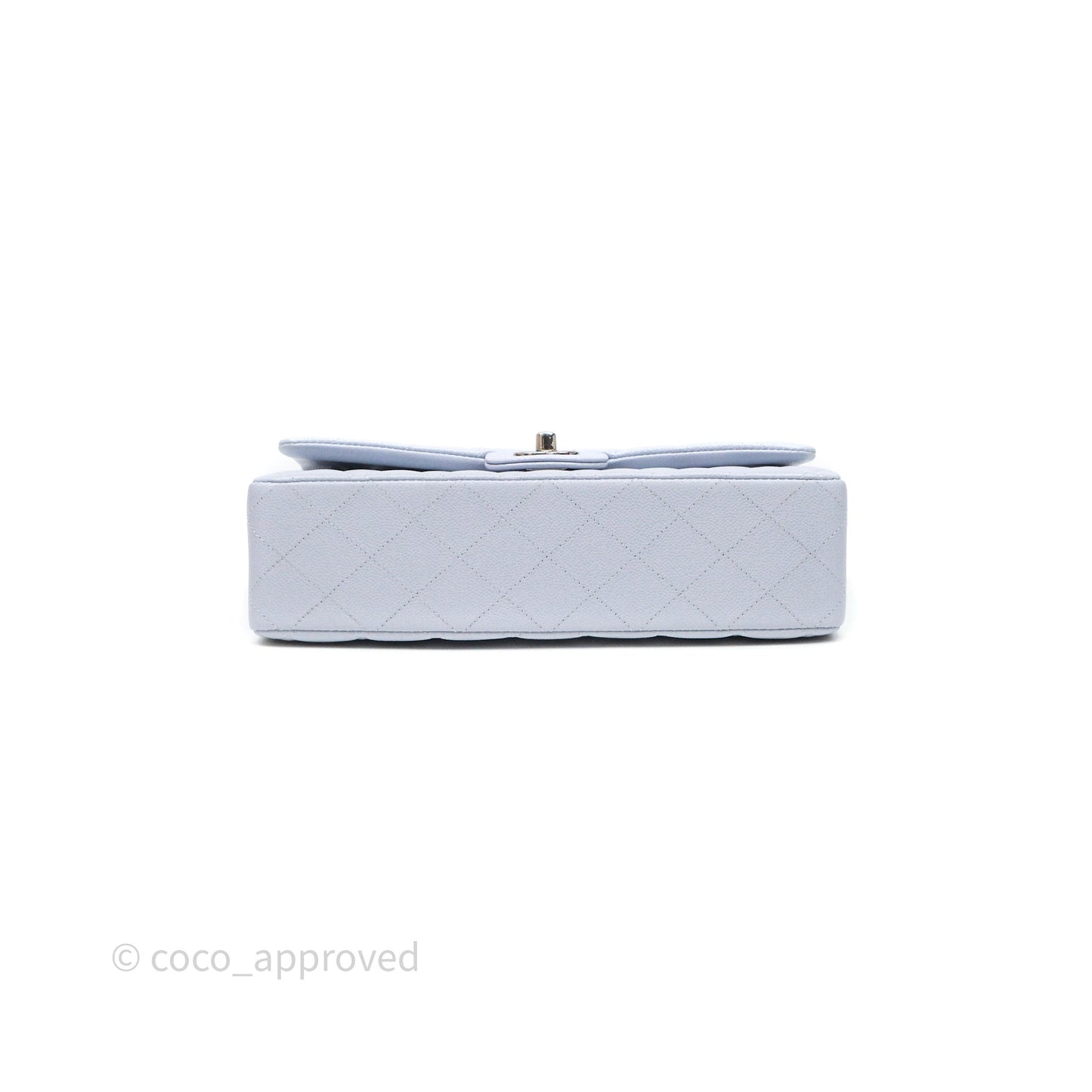 Chanel Classic M/L Medium Flap Light Blue Caviar Silver Hardware