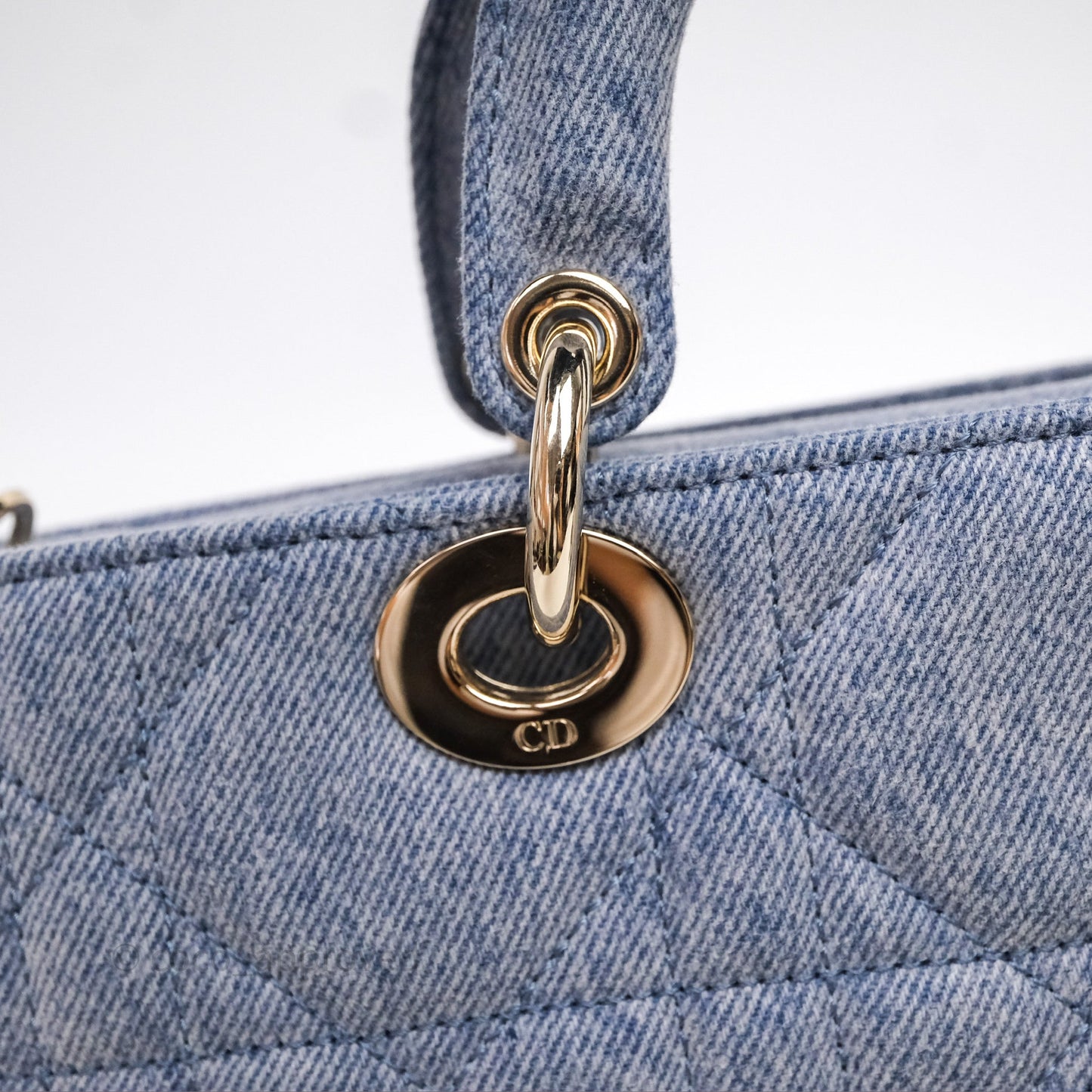 Christian Dior Medium Lady D-Joy Bag Denim Cannage Gold Hardware