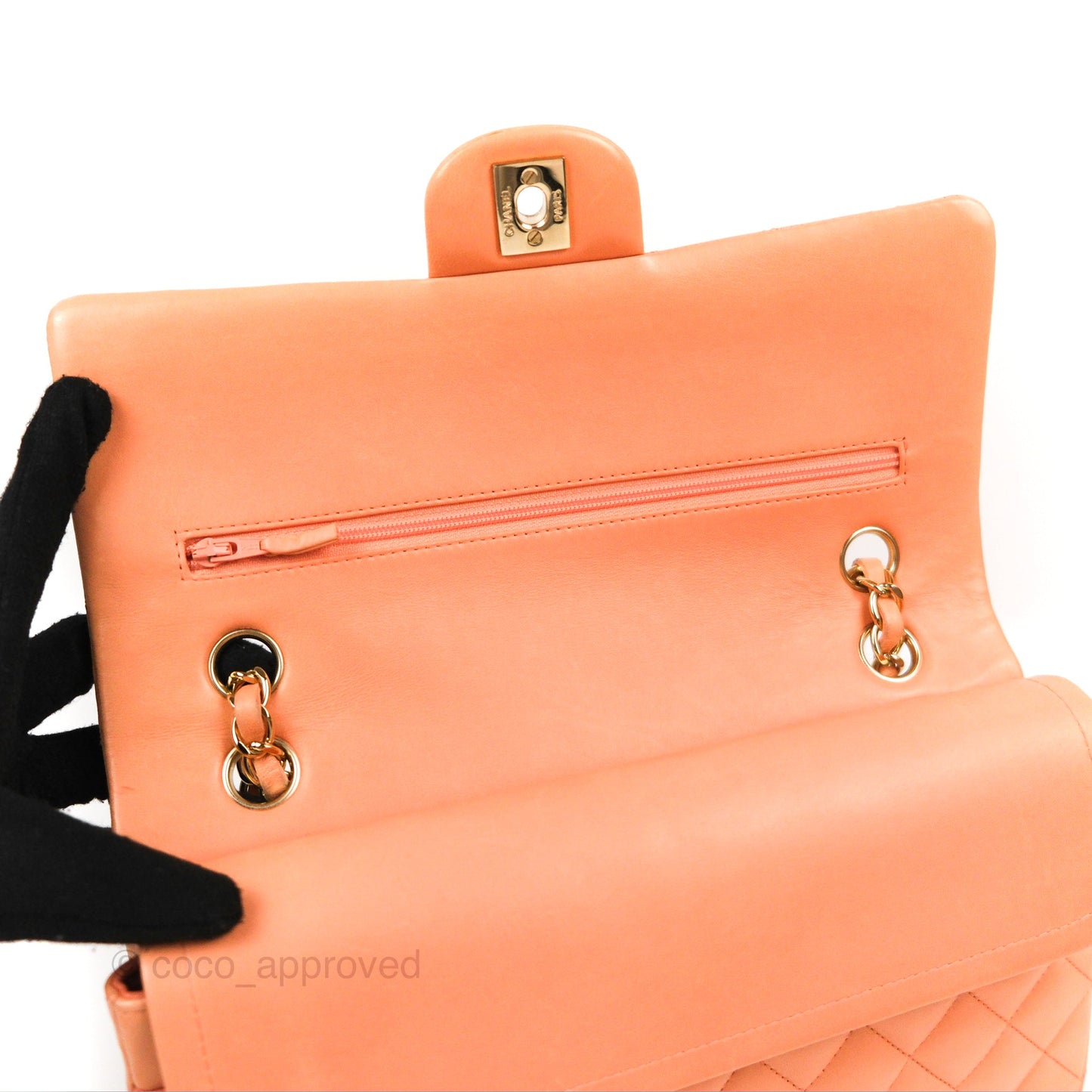 Chanel Classic M/L Medium Flap Quilted Orange Claire Lambskin Gold Hardware