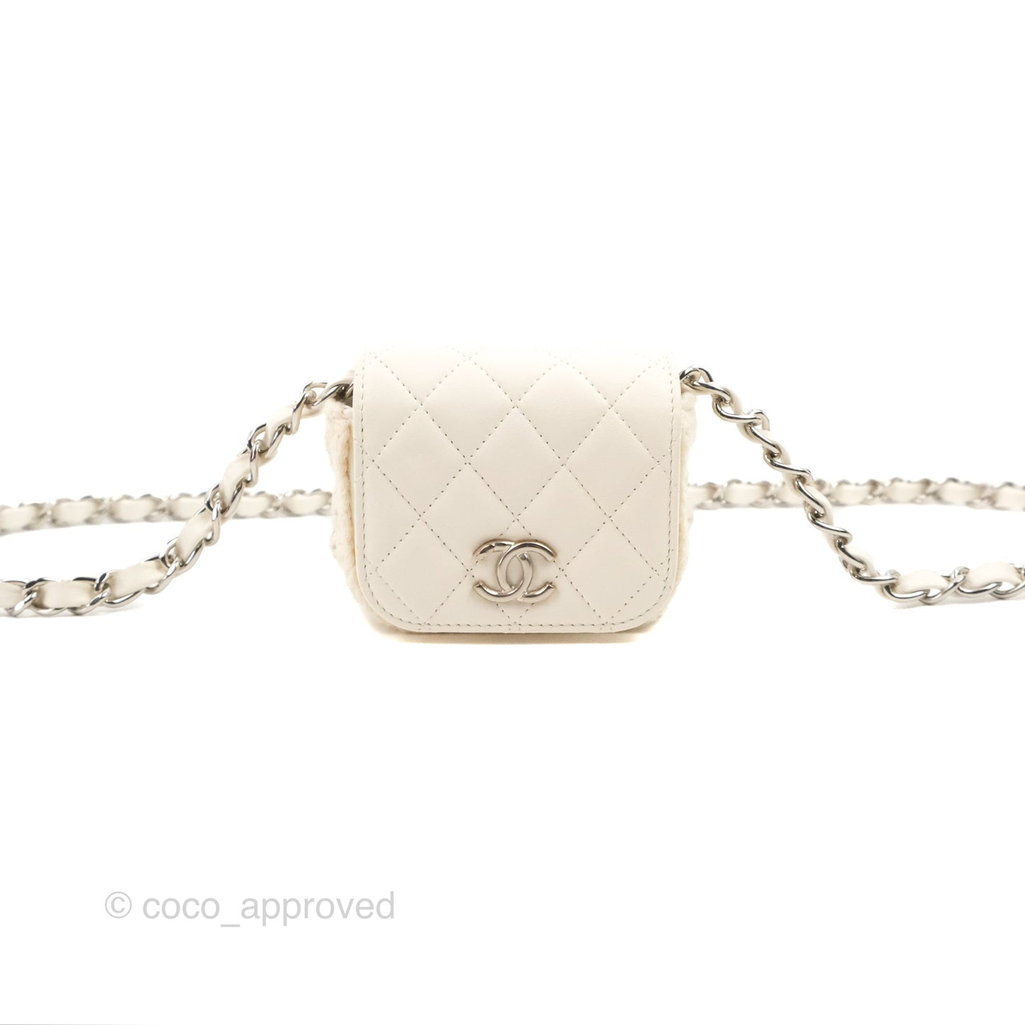 LChanel Mini Bag White Lambskin Crochet Gold Hardware 22C