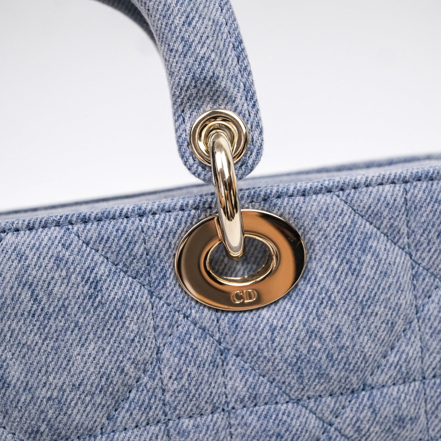 Christian Dior Medium Lady D-Joy Bag Denim Cannage Gold Hardware