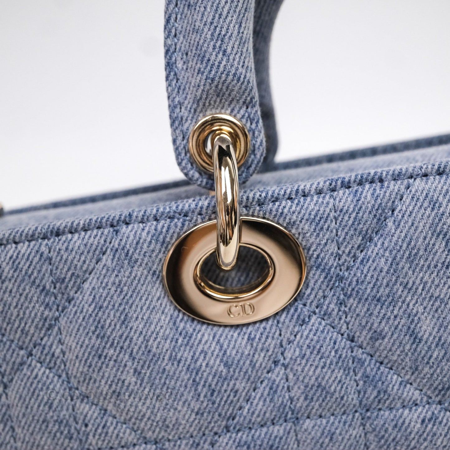 Christian Dior Medium Lady D-Joy Bag Denim Cannage Gold Hardware