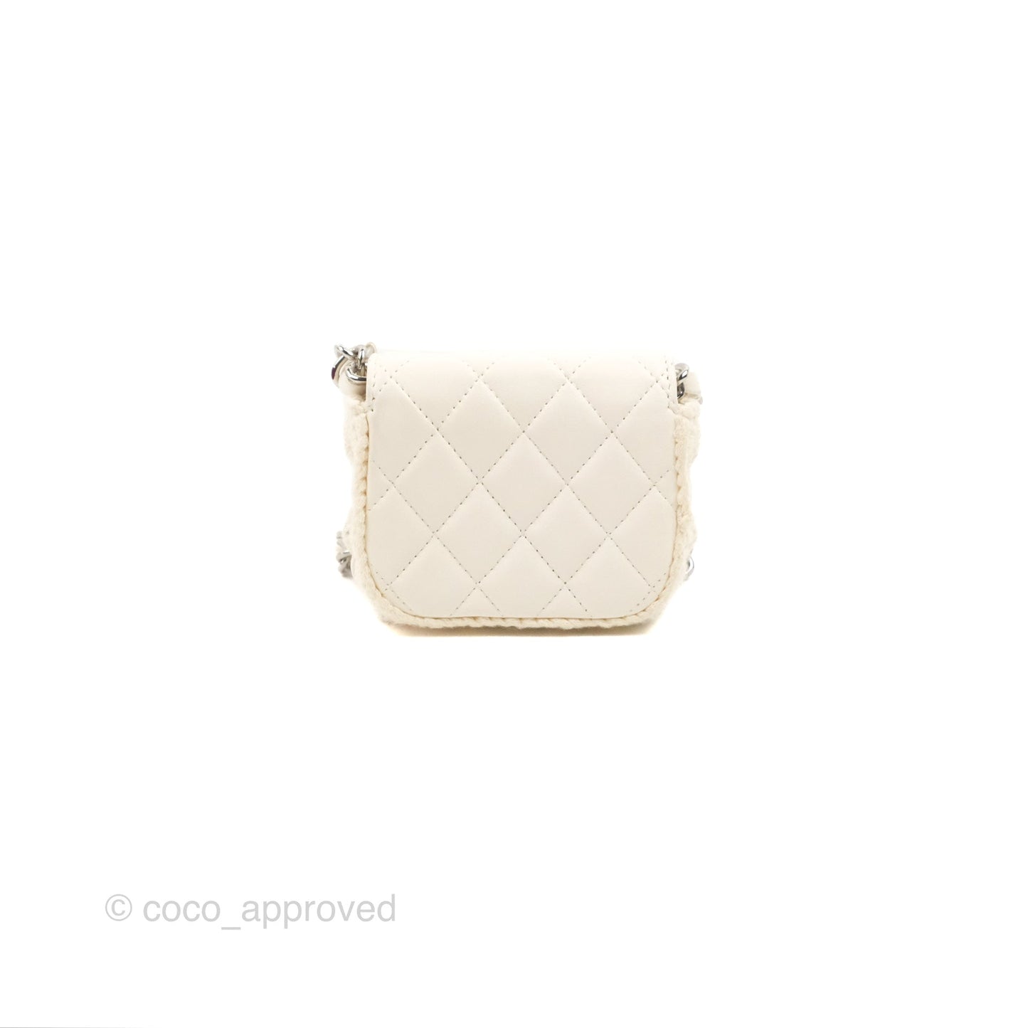 LChanel Mini Bag White Lambskin Crochet Gold Hardware 22C