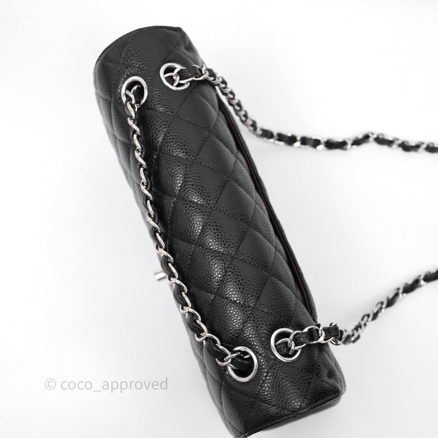 Chanel Classic M/L Medium Flap Quilted Black Caviar Silver Hardware