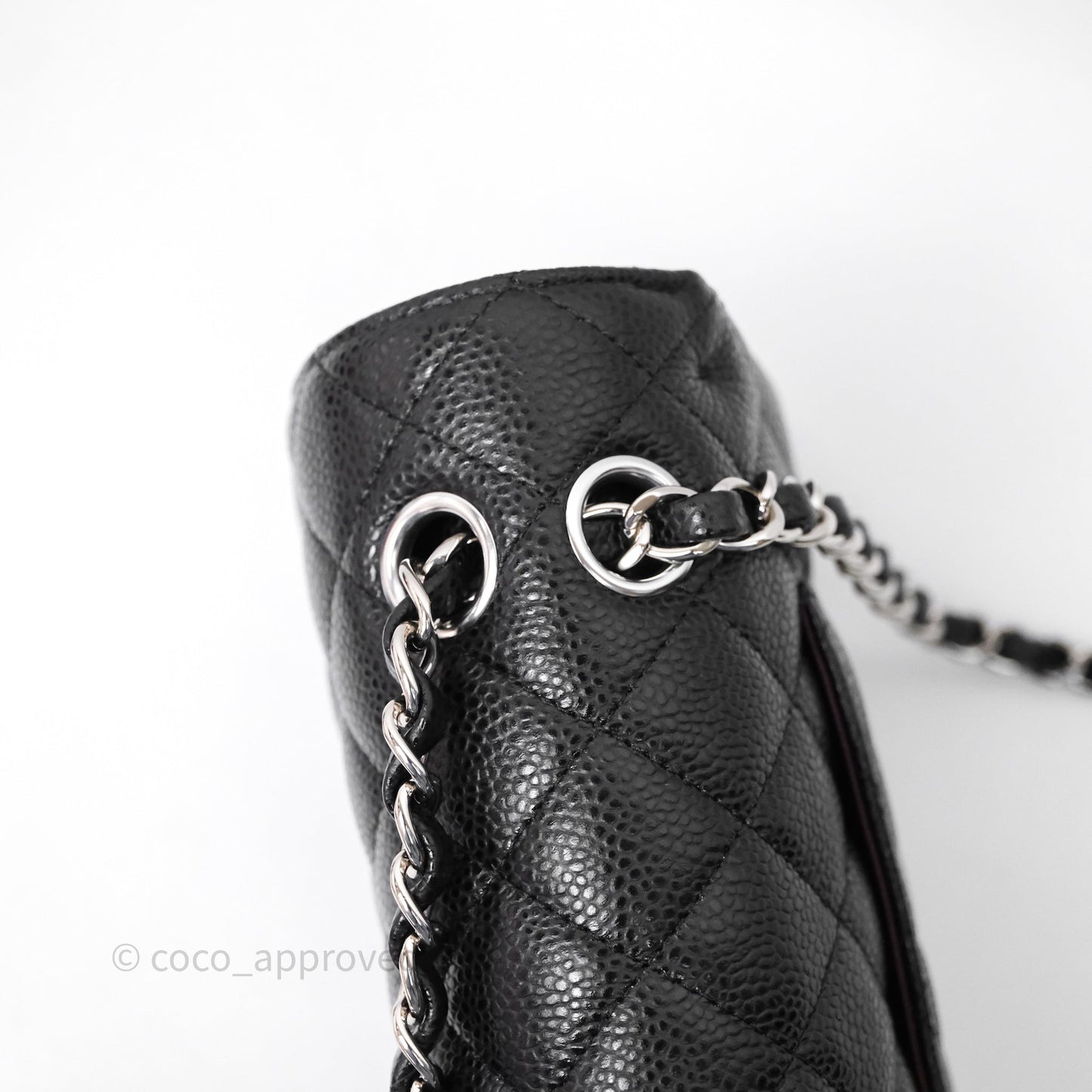 Chanel Classic M/L Medium Flap Quilted Black Caviar Silver Hardware