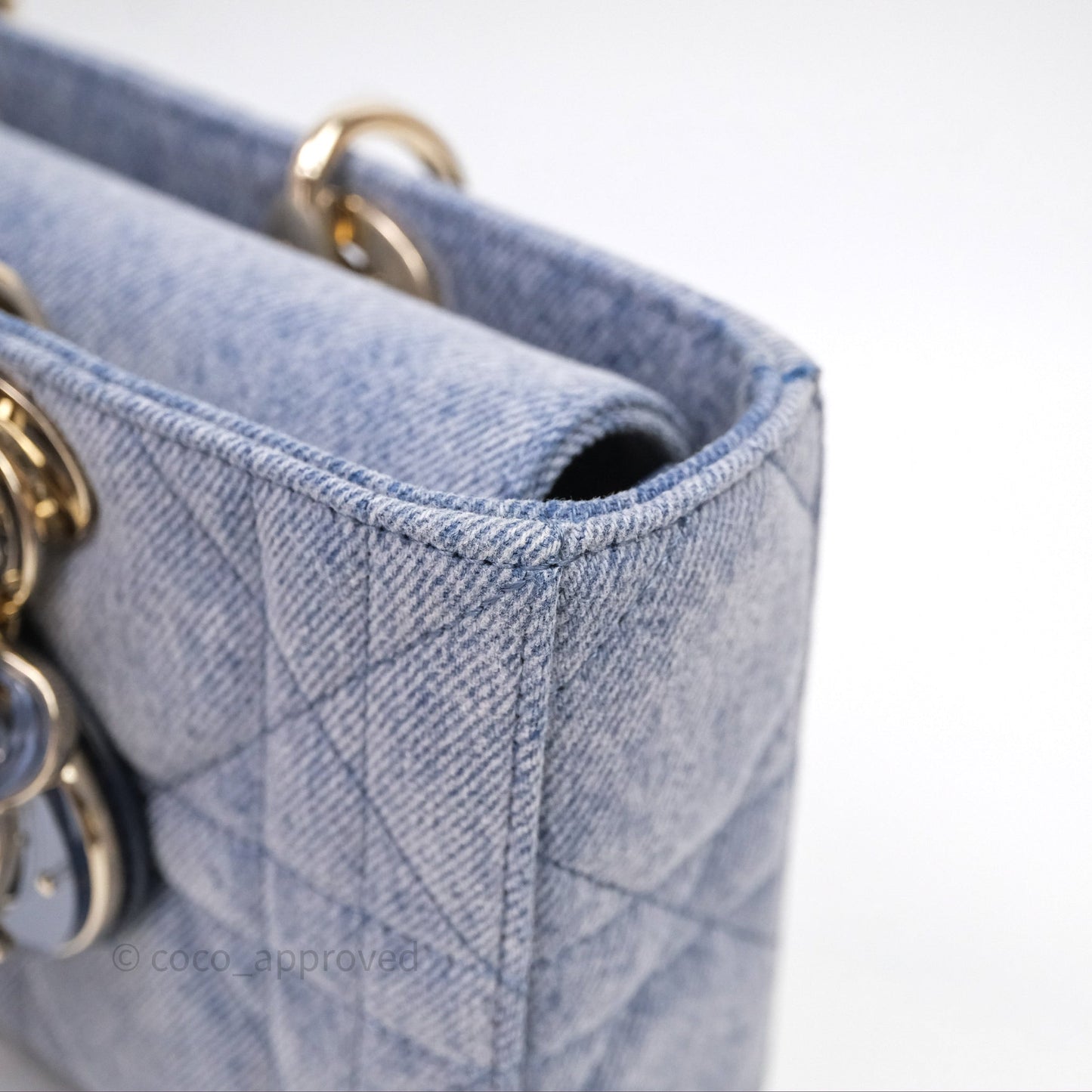 Christian Dior Medium Lady D-Joy Bag Denim Cannage Gold Hardware