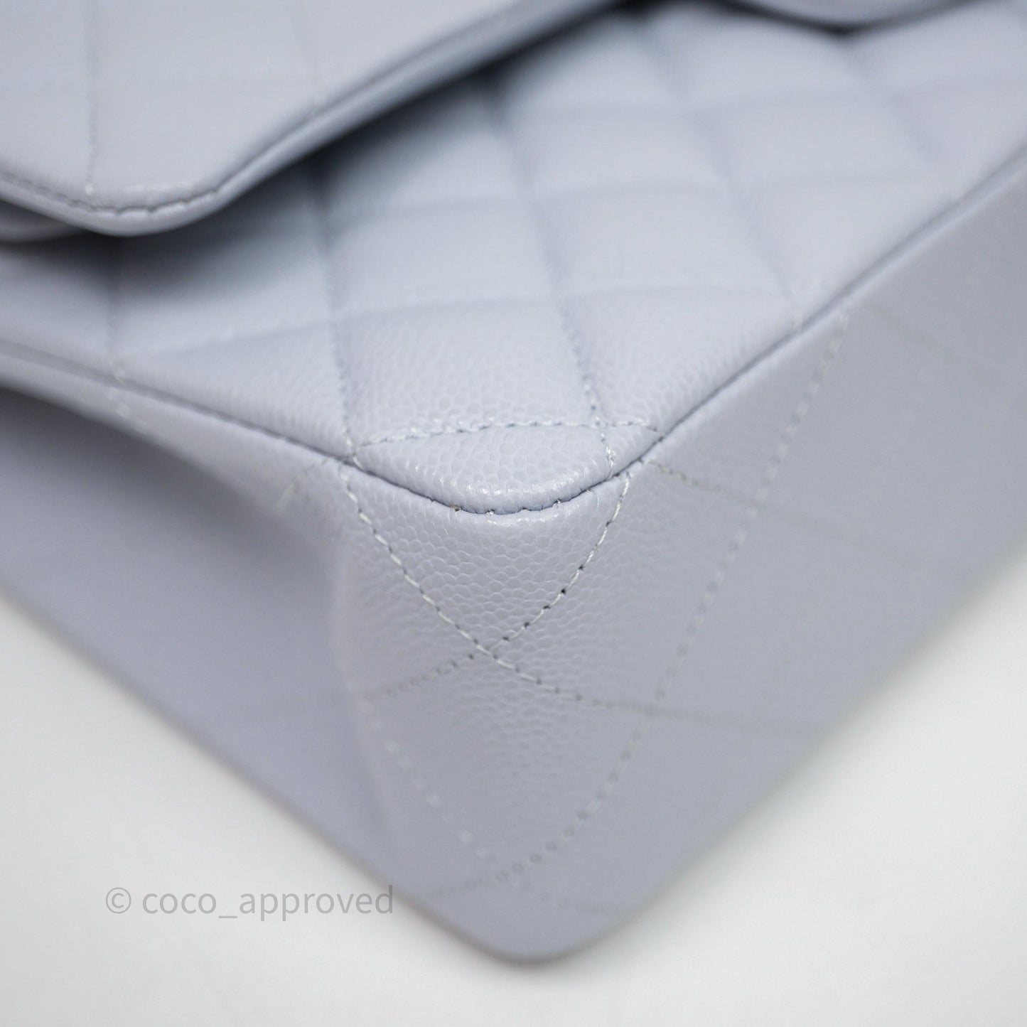 Chanel Classic M/L Medium Flap Light Blue Caviar Silver Hardware