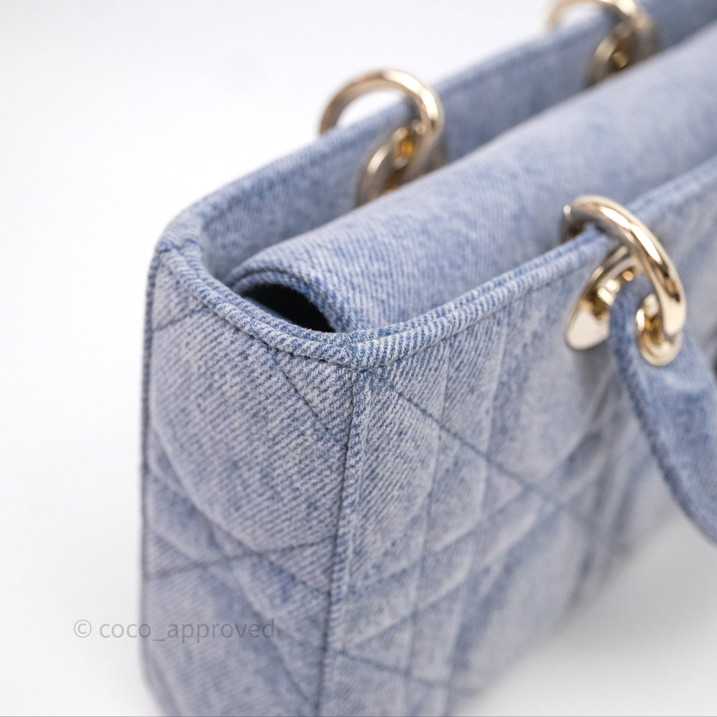 Christian Dior Medium Lady D-Joy Bag Denim Cannage Gold Hardware
