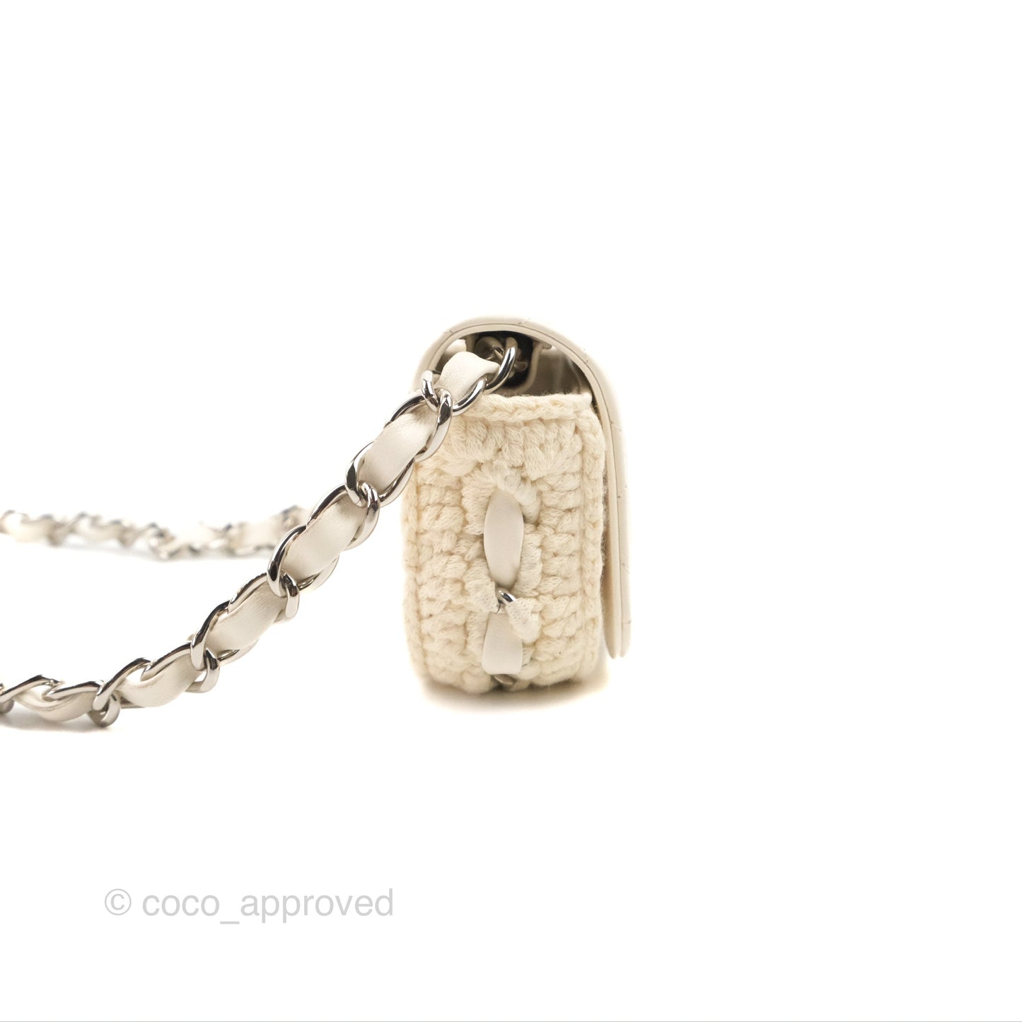 LChanel Mini Bag White Lambskin Crochet Gold Hardware 22C