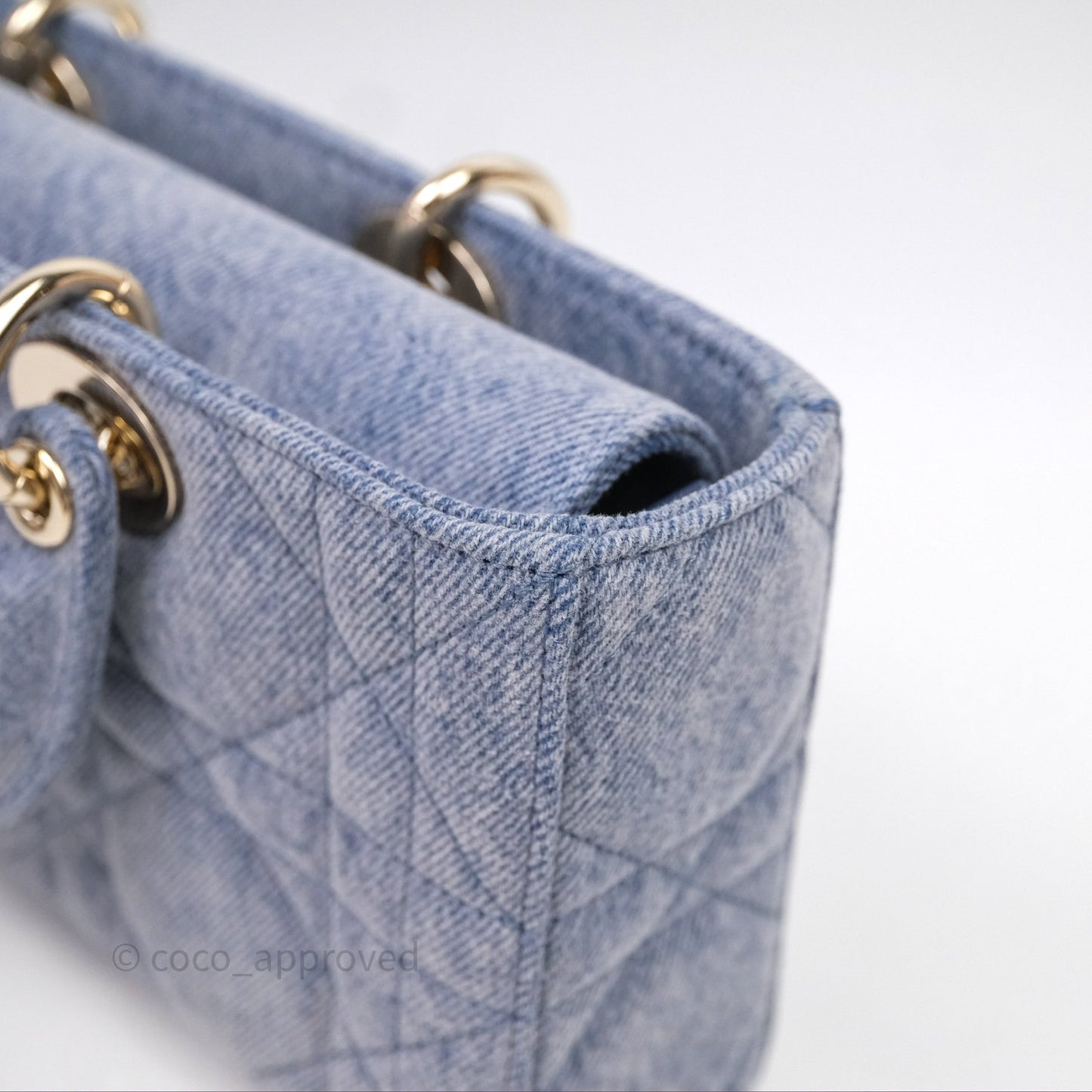 Christian Dior Medium Lady D-Joy Bag Denim Cannage Gold Hardware