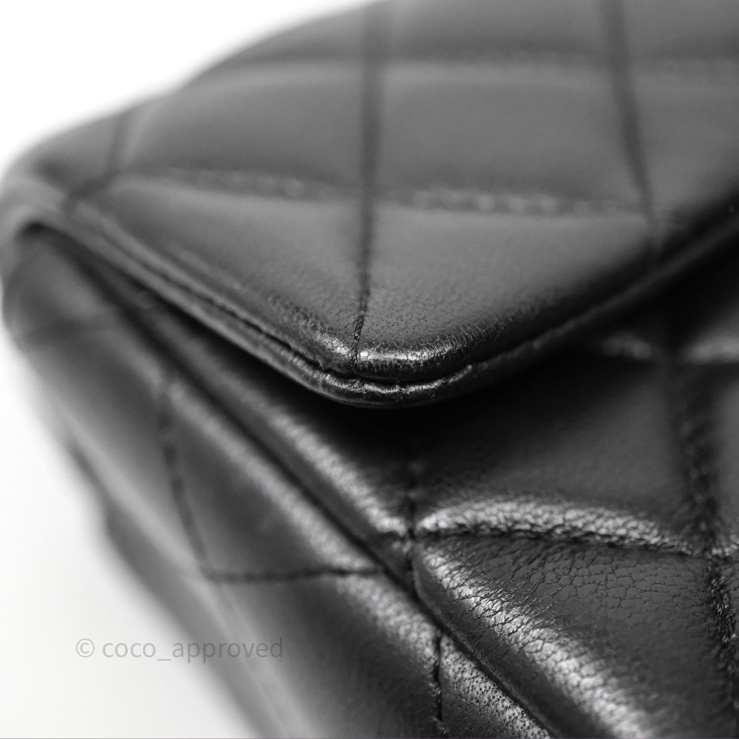 Chanel Quilted Mini Rectangular Flap Black Lambskin Silver Hardware