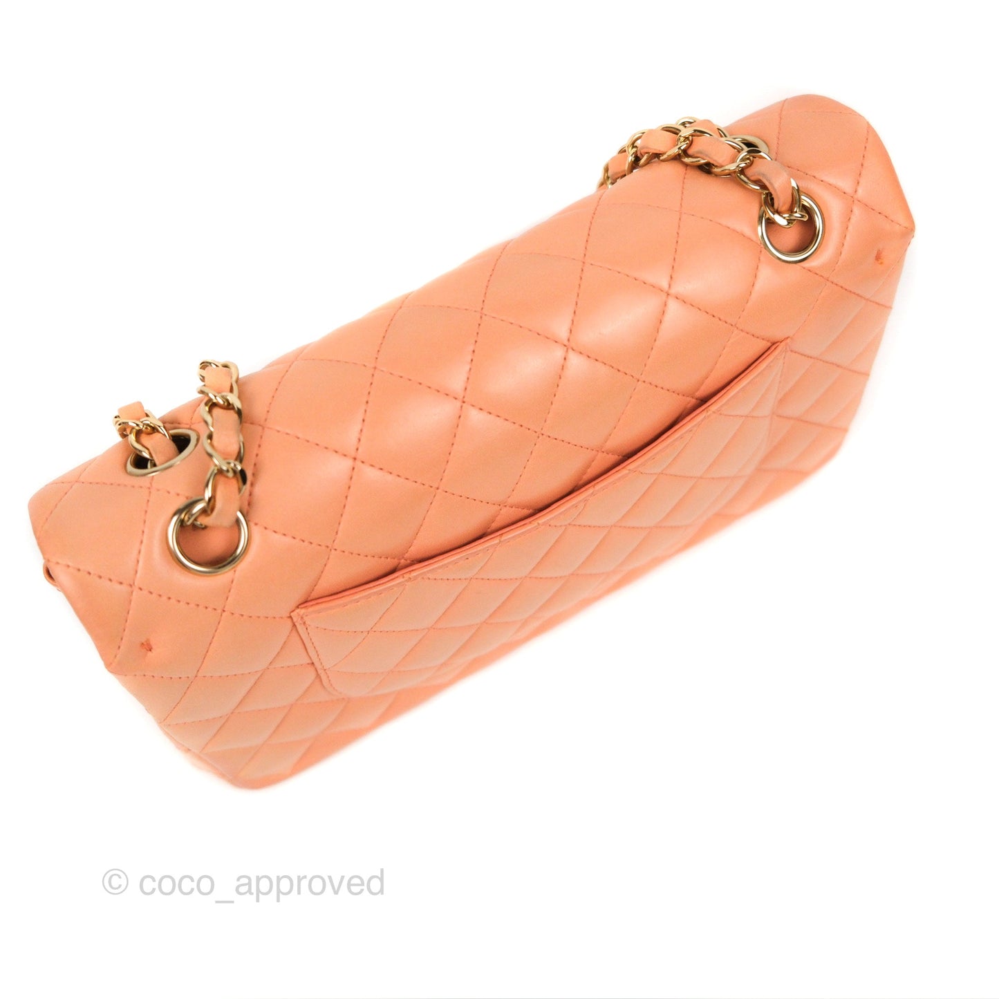 Chanel Classic M/L Medium Flap Quilted Orange Claire Lambskin Gold Hardware