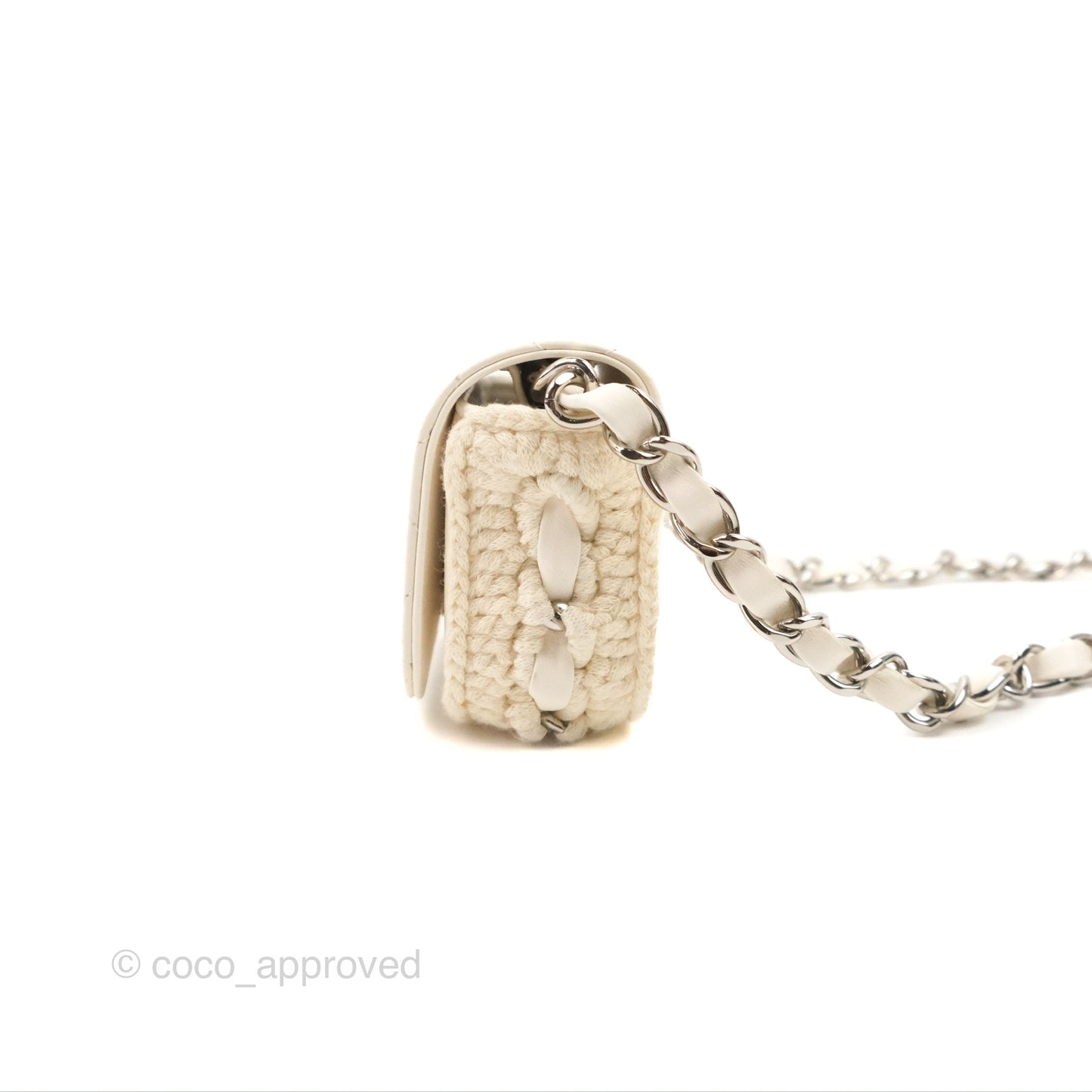 LChanel Mini Bag White Lambskin Crochet Gold Hardware 22C