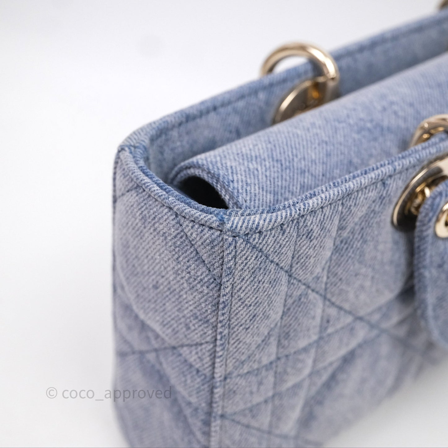 Christian Dior Medium Lady D-Joy Bag Denim Cannage Gold Hardware