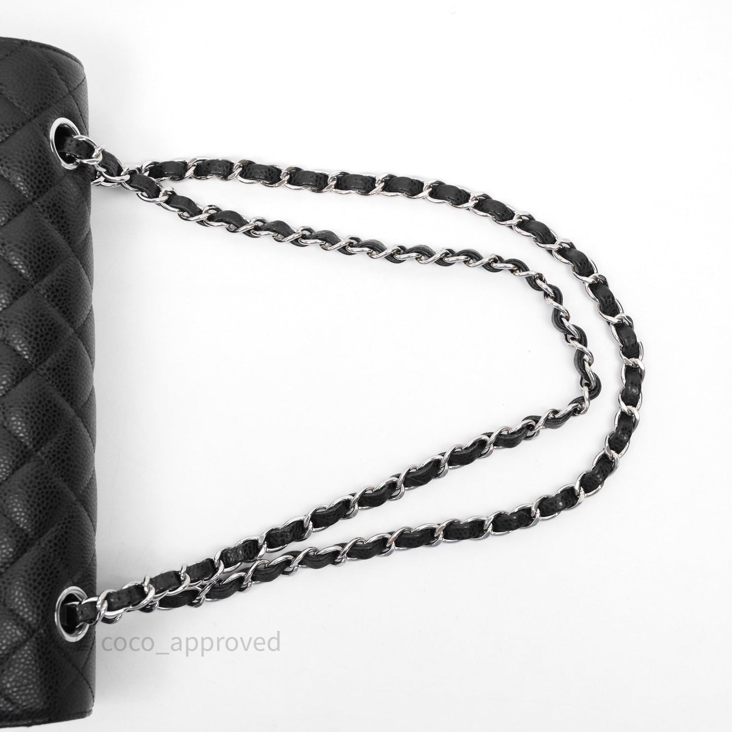 Chanel Classic M/L Medium Flap Quilted Black Caviar Silver Hardware