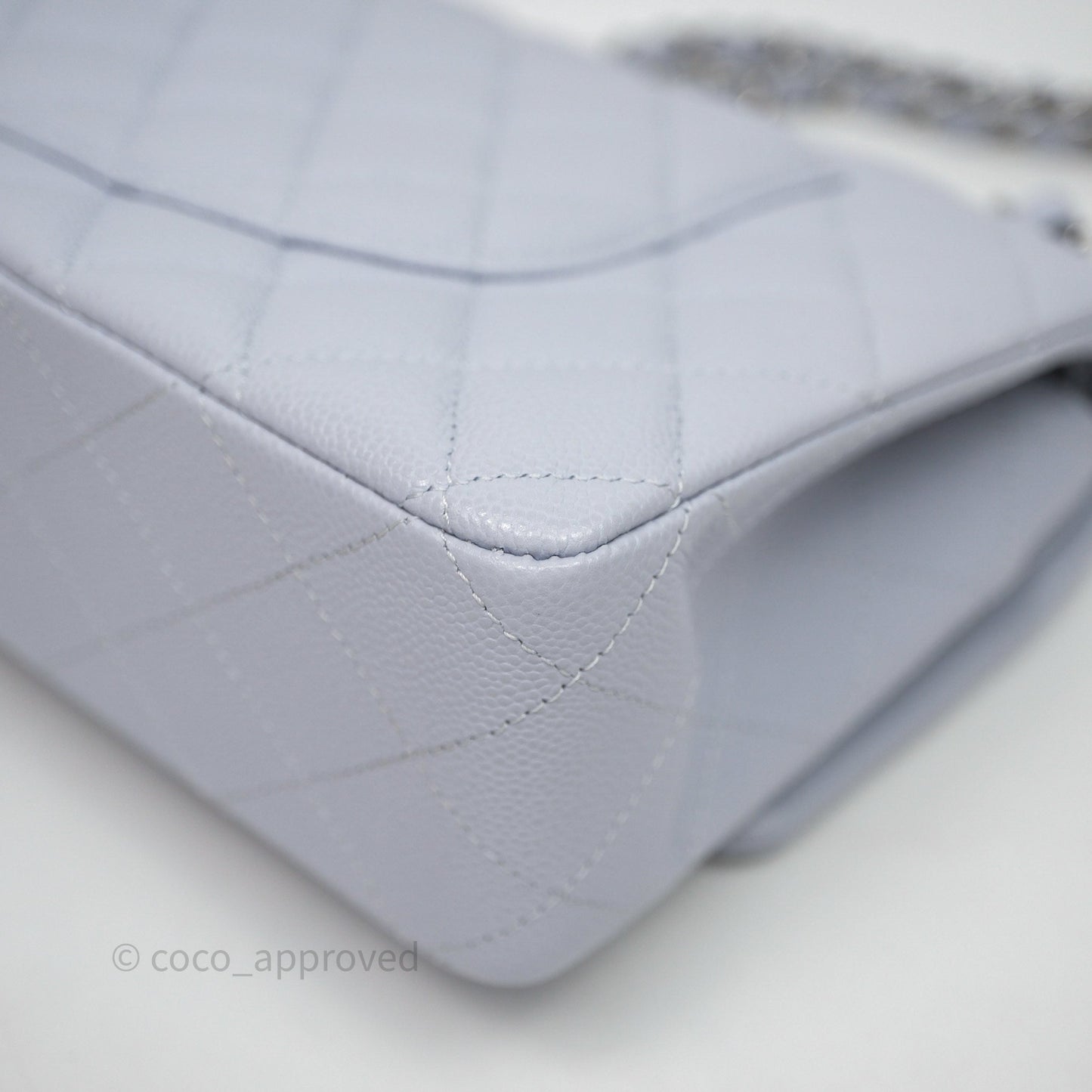 Chanel Classic M/L Medium Flap Light Blue Caviar Silver Hardware