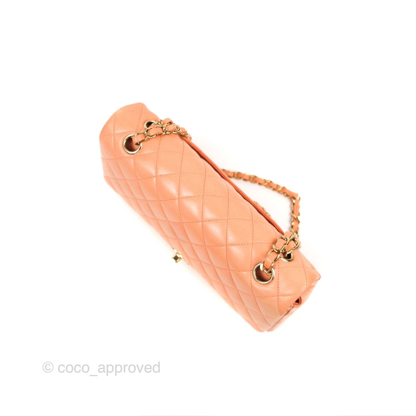Chanel Classic M/L Medium Flap Quilted Orange Claire Lambskin Gold Hardware
