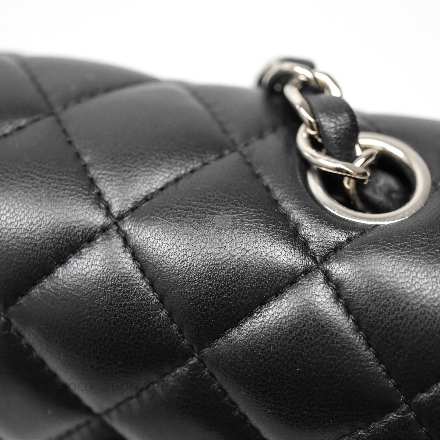 Chanel Quilted Mini Rectangular Flap Black Lambskin Silver Hardware