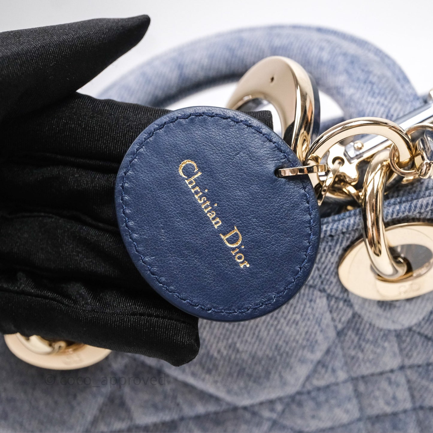 Christian Dior Medium Lady D-Joy Bag Denim Cannage Gold Hardware