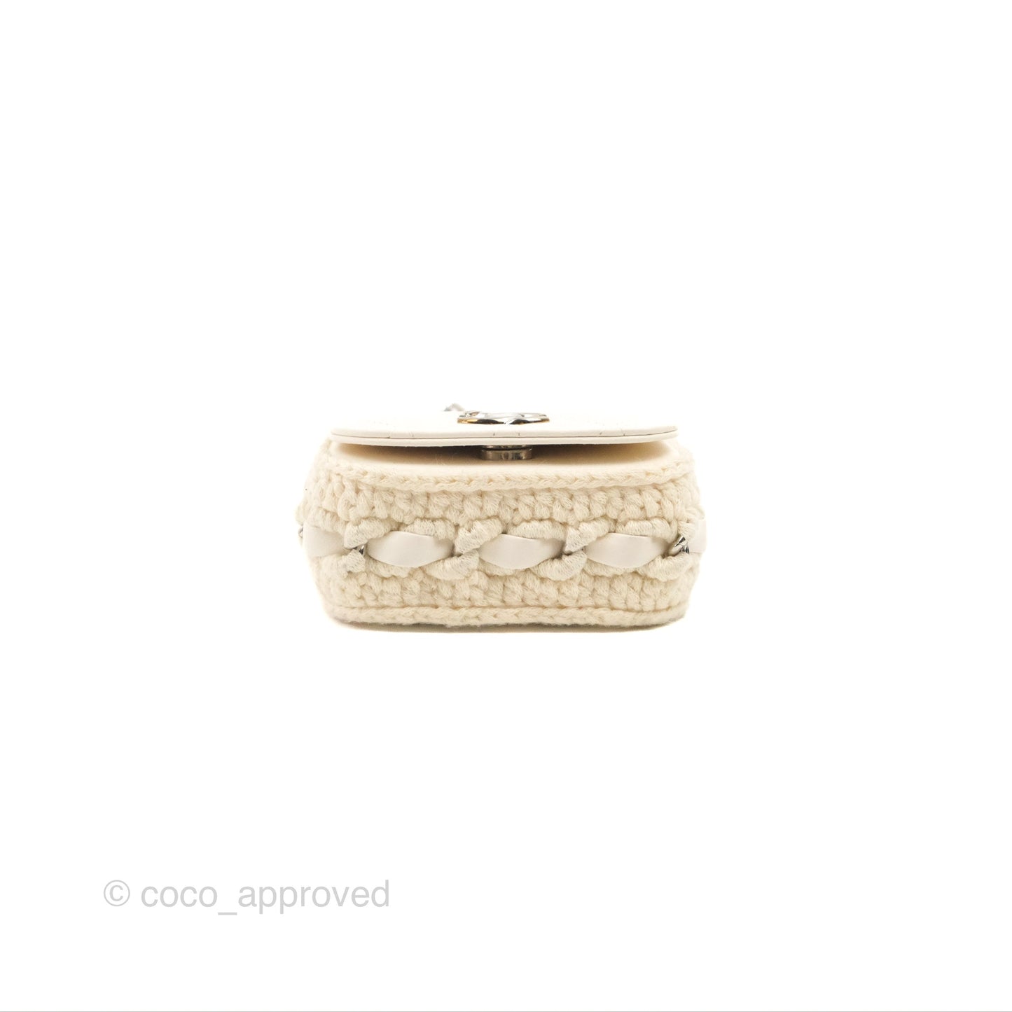 LChanel Mini Bag White Lambskin Crochet Gold Hardware 22C