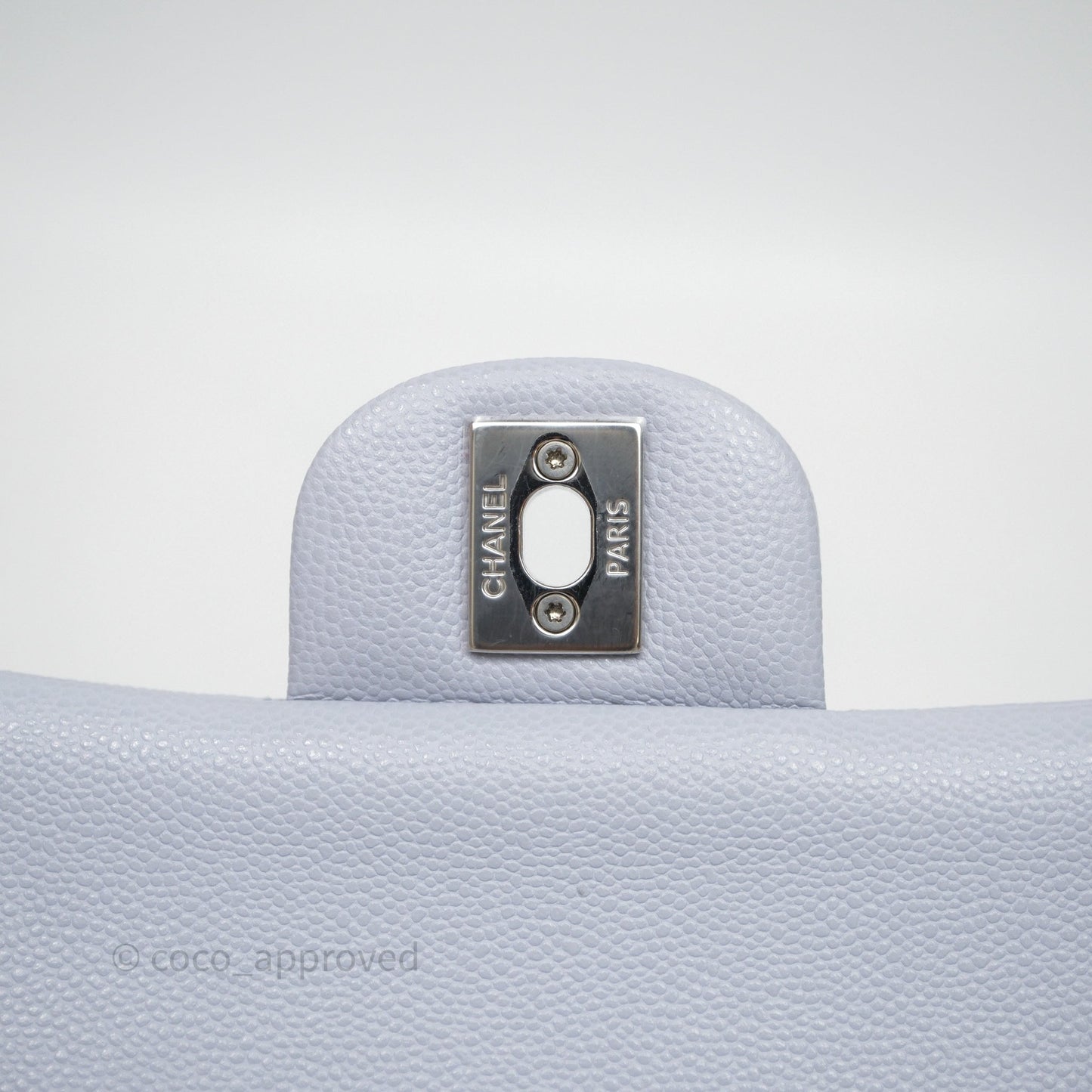 Chanel Classic M/L Medium Flap Light Blue Caviar Silver Hardware