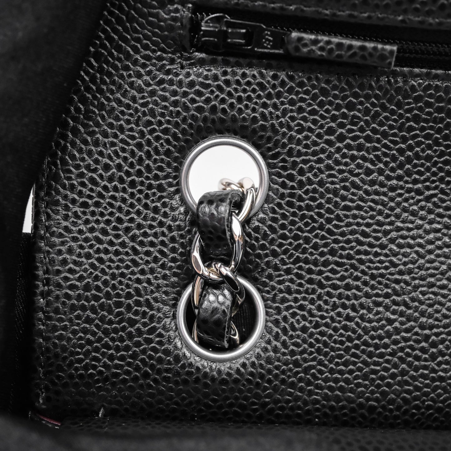 Chanel Classic M/L Medium Flap Quilted Black Caviar Silver Hardware