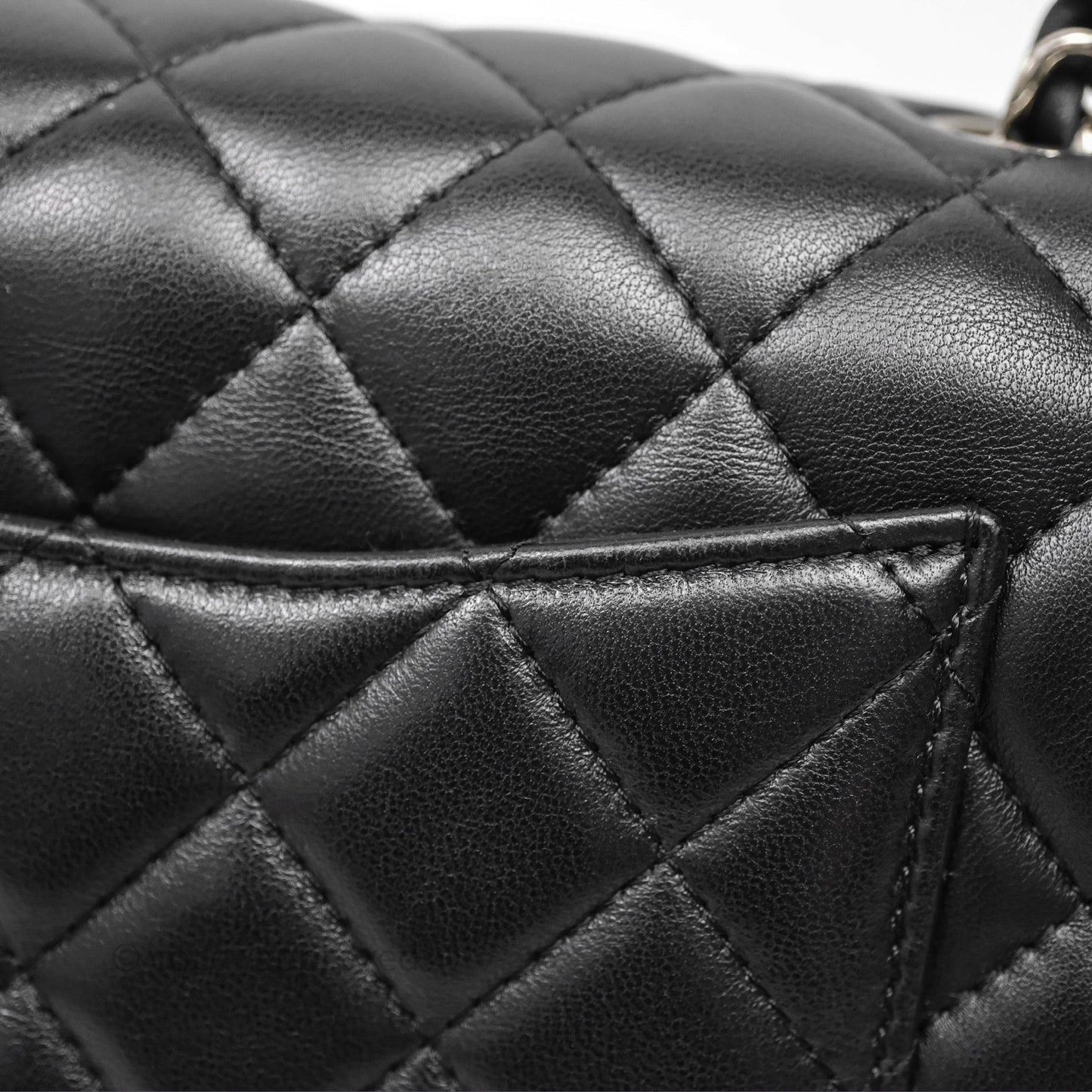 Chanel Quilted Mini Rectangular Flap Black Lambskin Silver Hardware