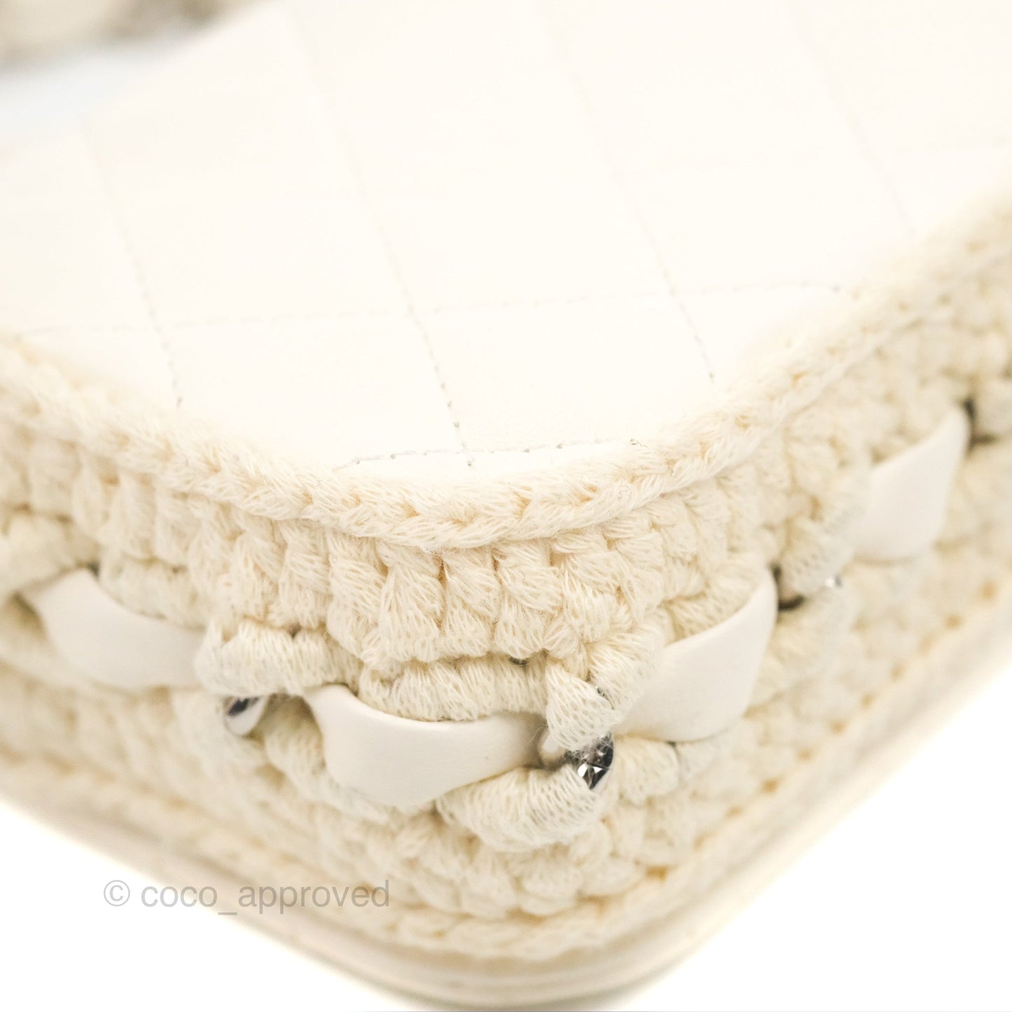 LChanel Mini Bag White Lambskin Crochet Gold Hardware 22C