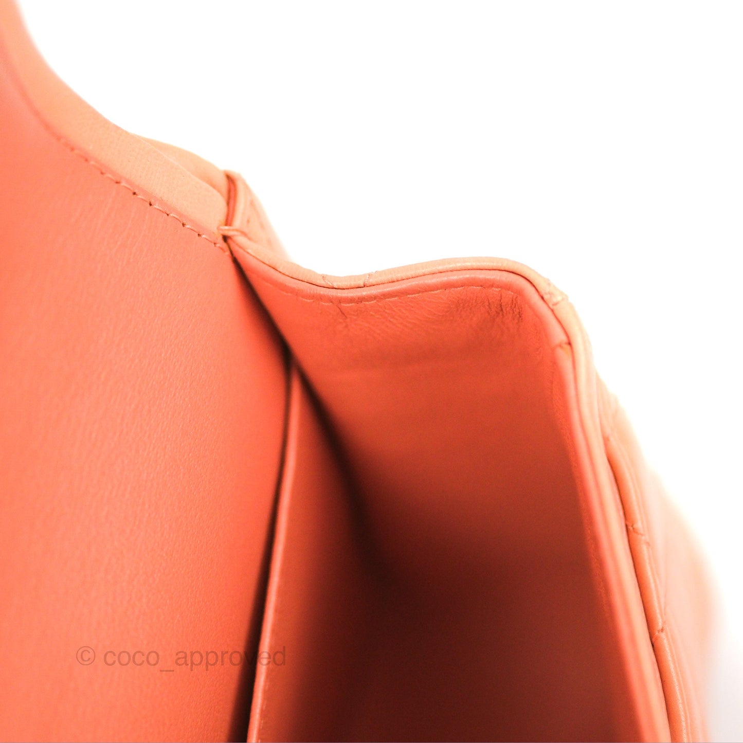 Chanel Classic M/L Medium Flap Quilted Orange Claire Lambskin Gold Hardware