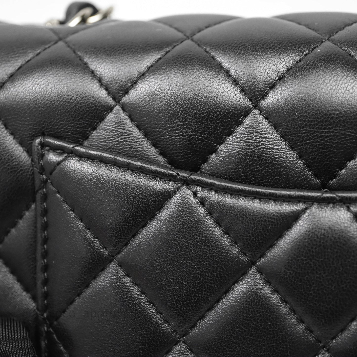 Chanel Quilted Mini Rectangular Flap Black Lambskin Silver Hardware