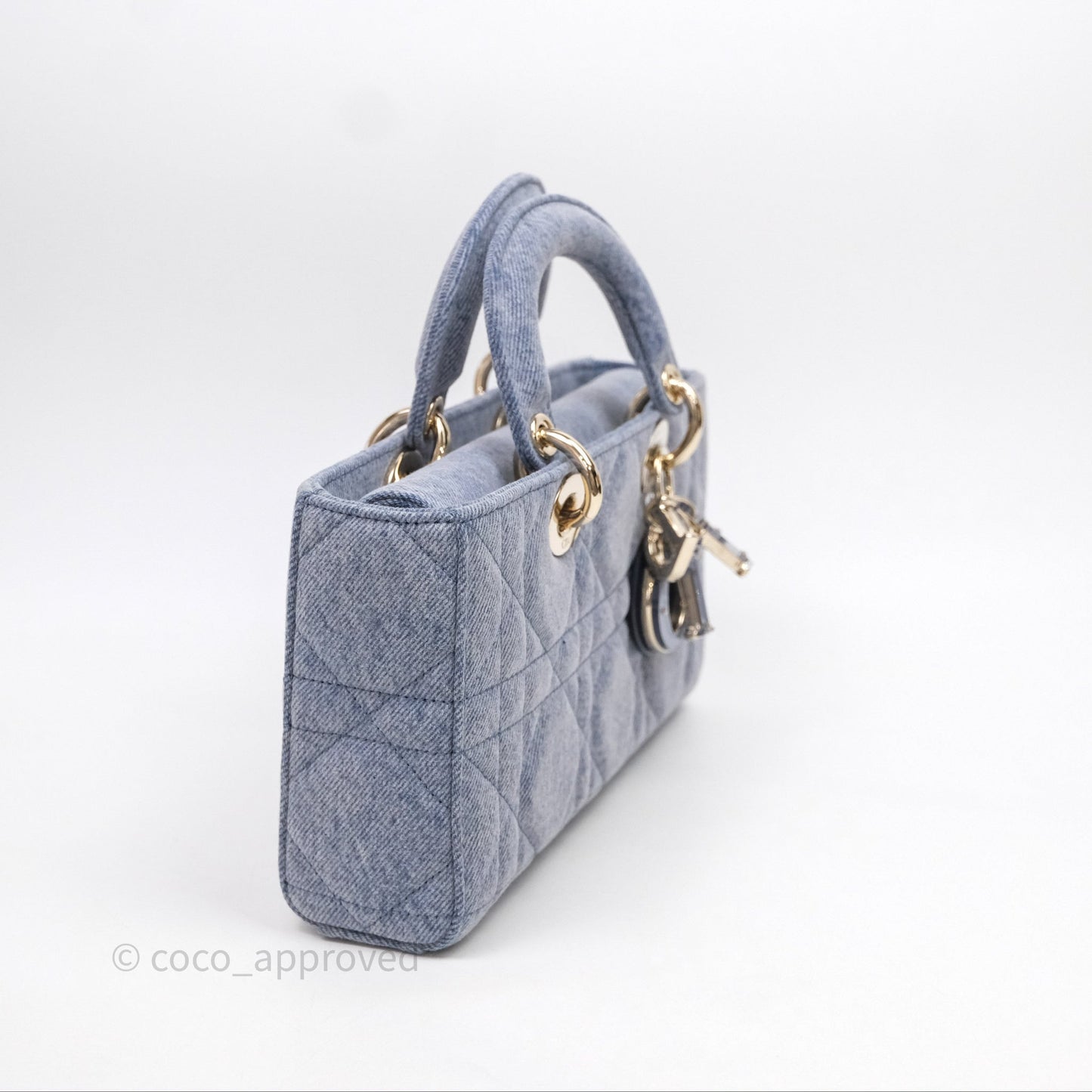 Christian Dior Medium Lady D-Joy Bag Denim Cannage Gold Hardware